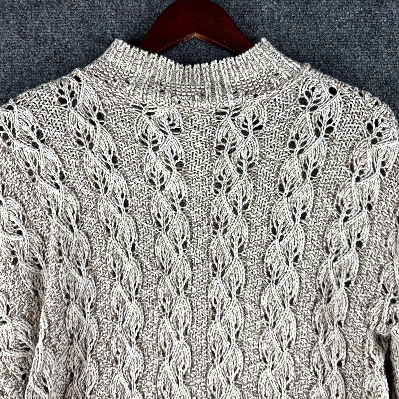 Vintage David Brett Sweater Womens Large Beige Loose Knit Ribbed Hem Pullover Size L / US 10 / IT 46 - 7 Thumbnail