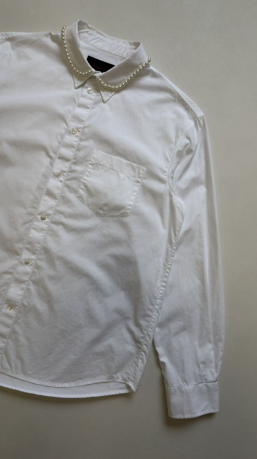 Simone Rocha White Cotton Shirt With Pearl Collar Size US M / EU 48-50 / 2 - 8 Thumbnail