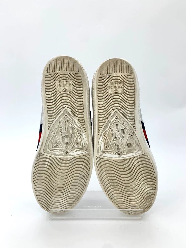 Gucci Gucci Size 36 Ace Series Silver Leather Red Tail Puppy Embr Size US 5 / EU 37 - 5 Thumbnail
