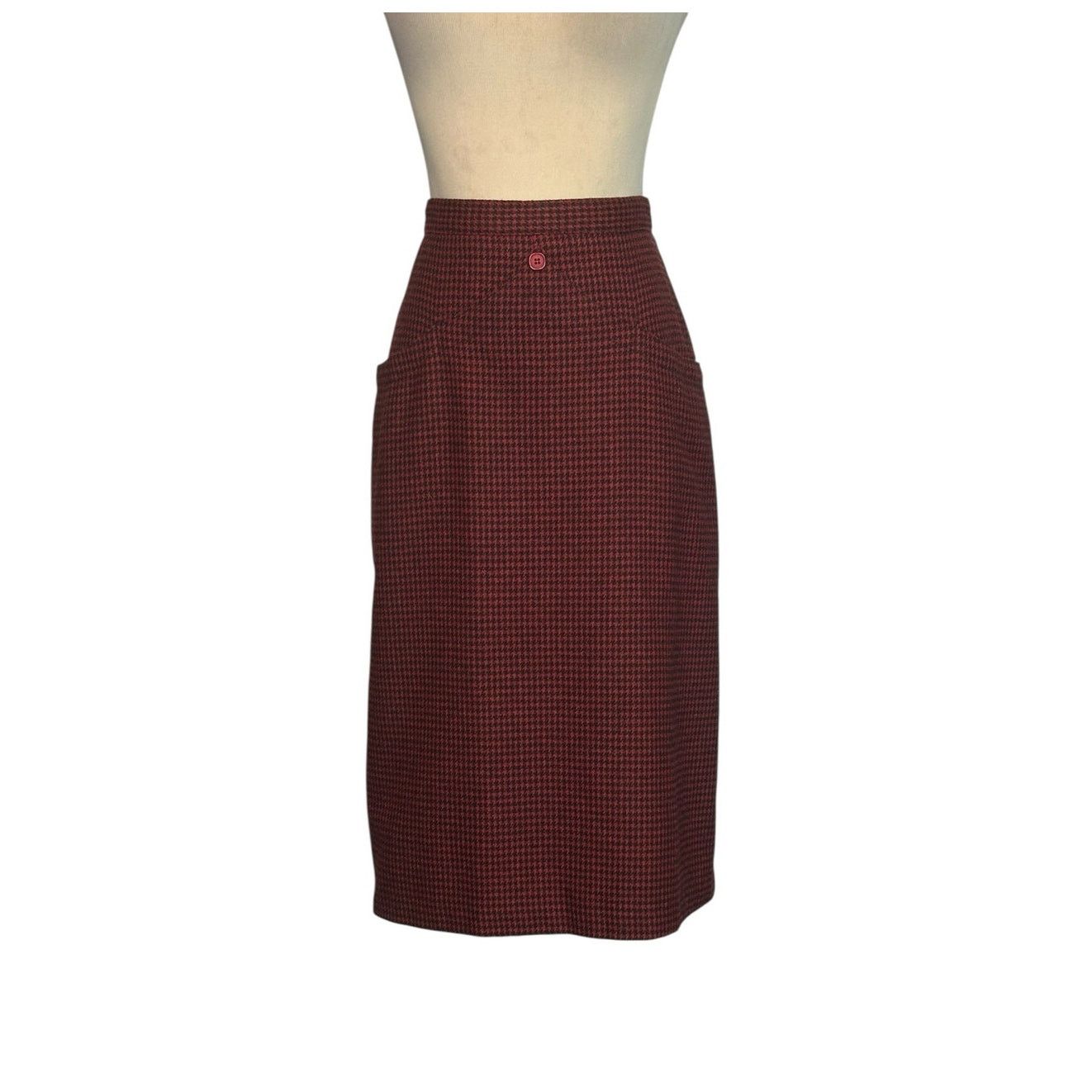 Porsche Design Porsche vintage red black houndstooth pencil skirt size 9/10 Size 27" / US 4 / IT 40 - 1 Thumbnail