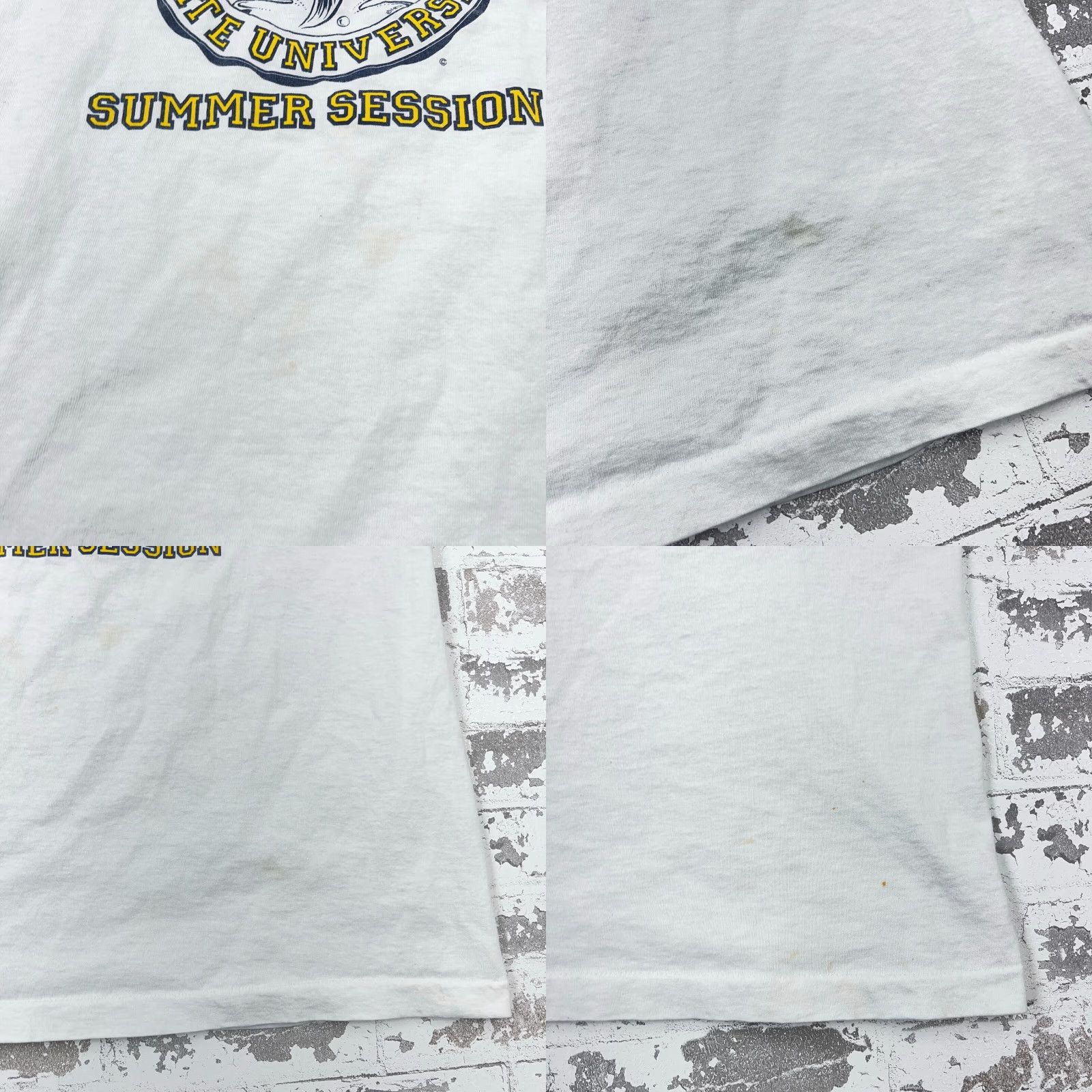 Fruit Of The Loom VINTAGE Fruit of the Loom Shirt Mens XL White 80s 90s Graphic Print Stains Single Stitch Sports Retro School TV Fish Myrtle Beach Mullets Tee Size US XL / EU 56 / 4 - 8 Thumbnail