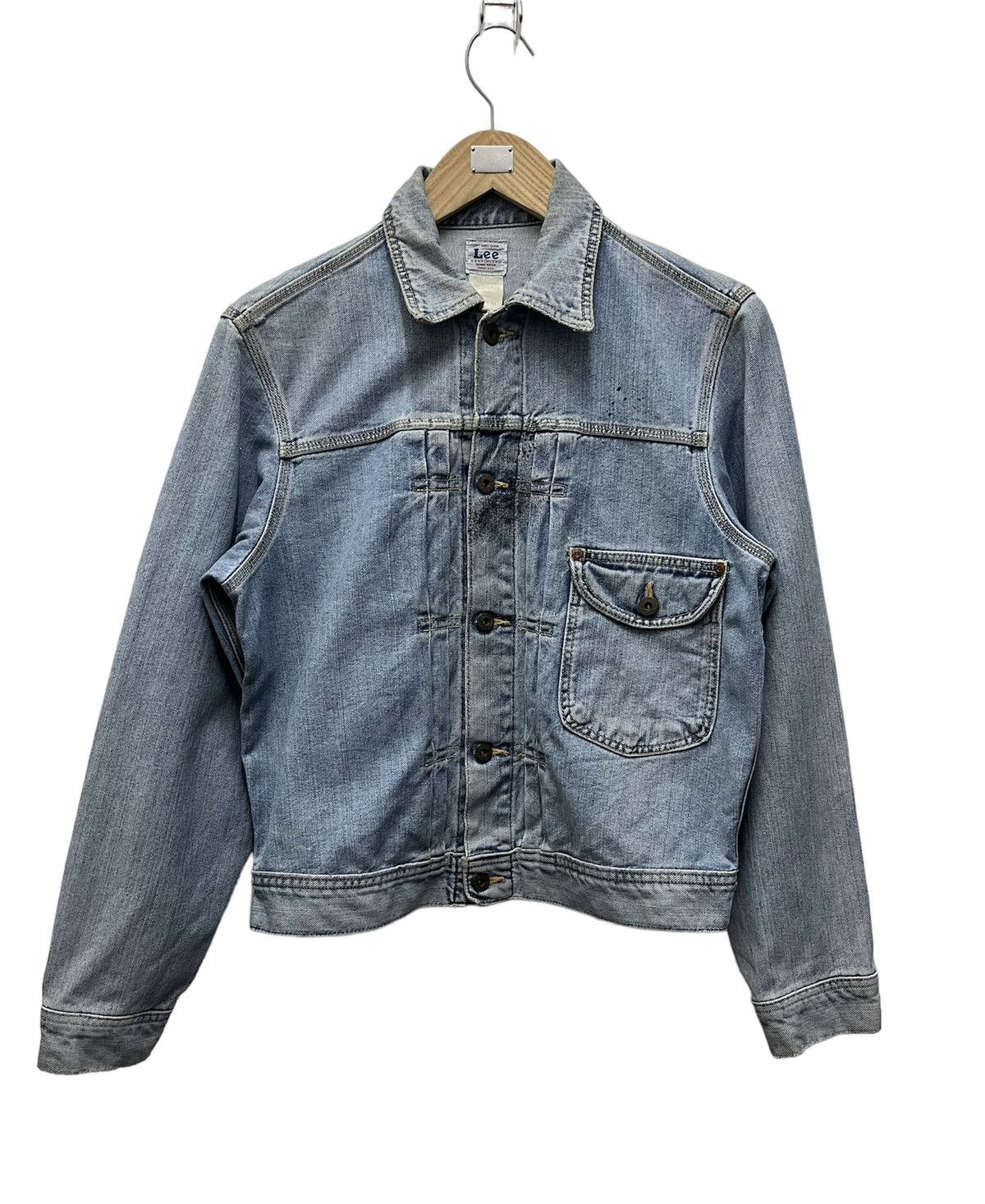 image of Vintage Lee Cowboy Left Hand Denim Jacket Sanforized in Faded Blue, Men's (Size Medium)