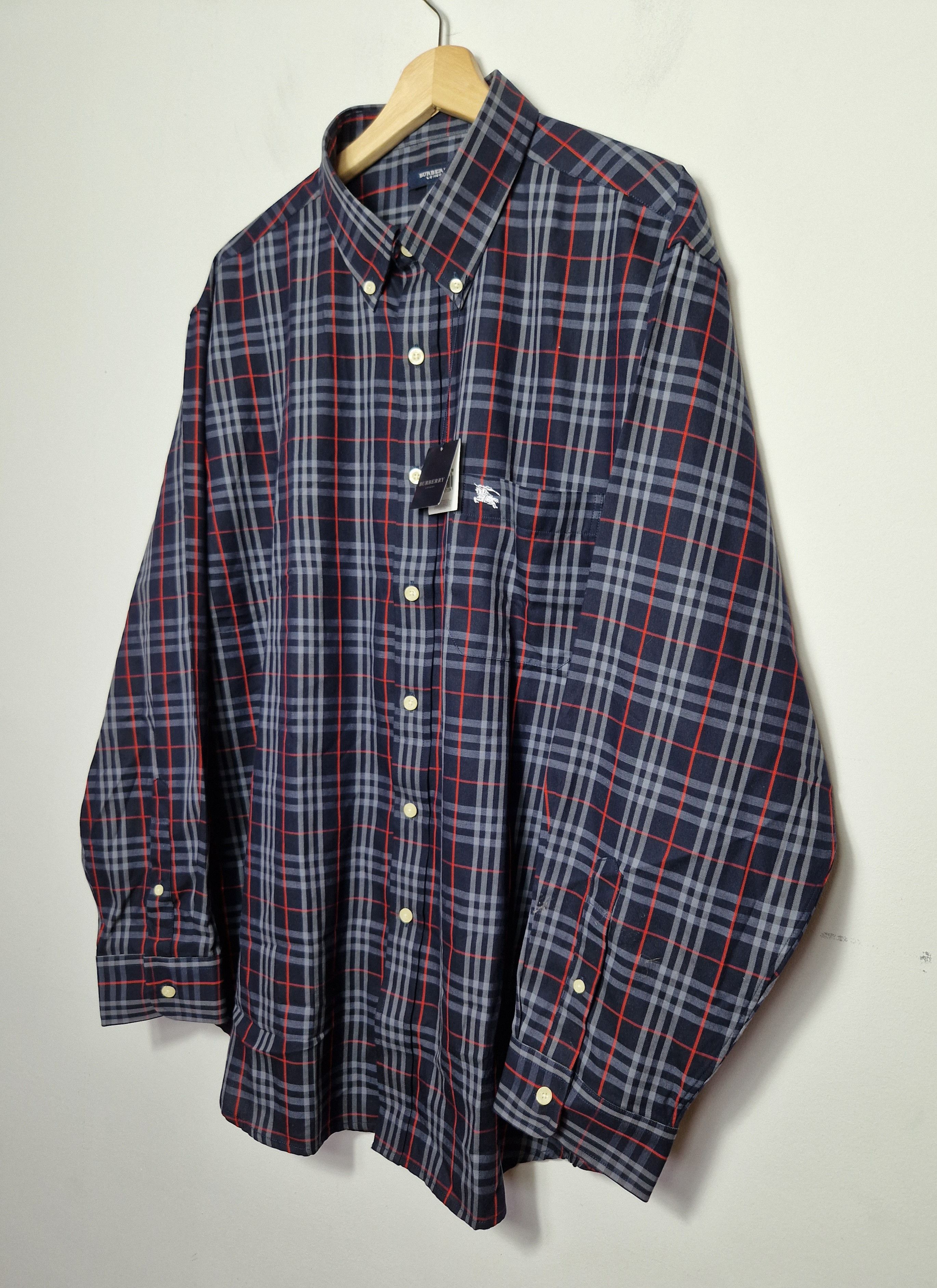 Burberry × Vintage Burberry vintage DSWT navy nova check shirt Size US XL / EU 56 / 4 - 6 Thumbnail
