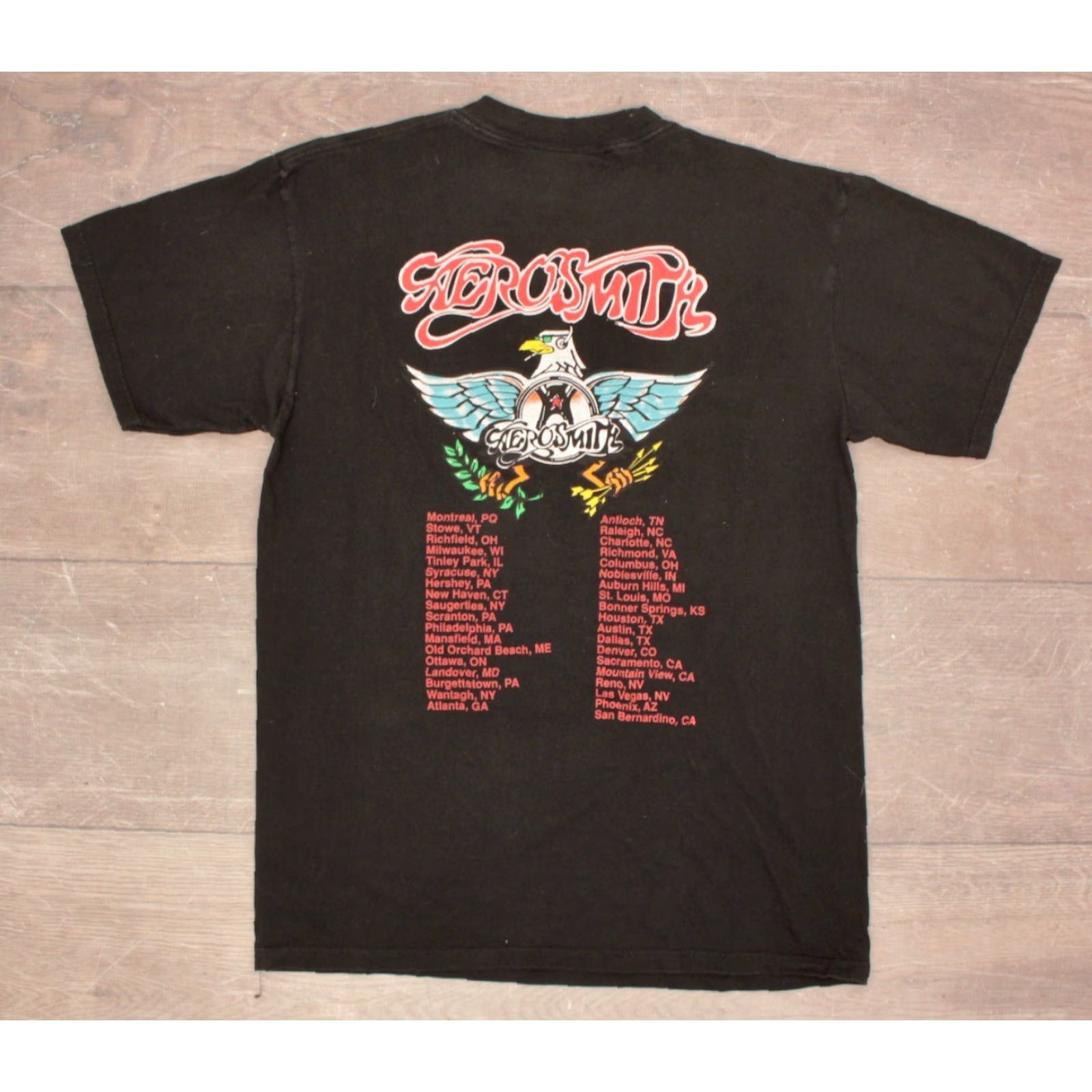 Aerosmith VINTAGE Men's Aerosmith 90s Tour TShirt Shirt Adult L Black 1990s Graphic Tee Boys Girls Mens Womens Size US L / EU 52-54 / 3 - 2 Thumbnail