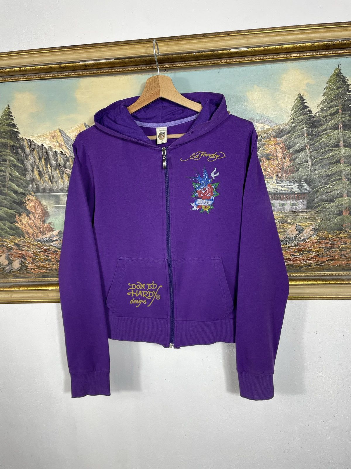 Christian Audigier × Ed Hardy × Vintage Ed Hardy Vintage Y2K Zip Hoodie Sweatshirt Avant Garde Cyber Size L / US 10 / IT 46 - 4 Thumbnail
