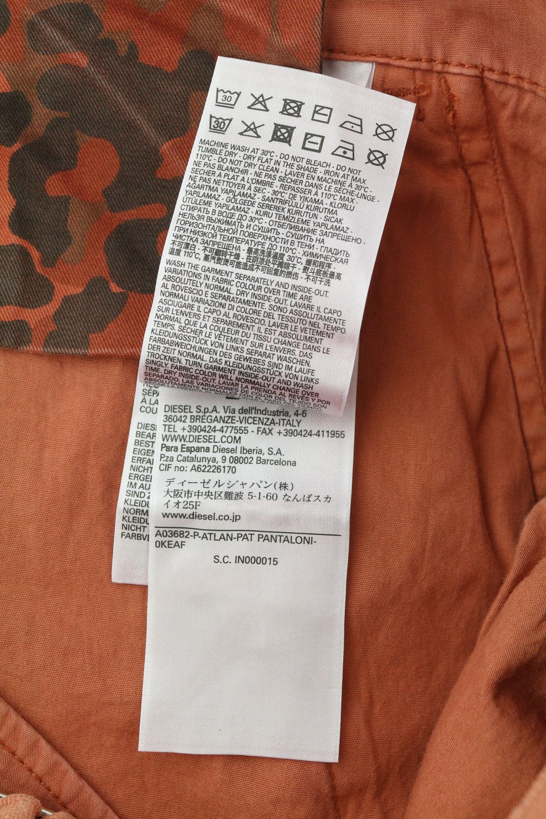 Diesel P-ATLAN-PAT W33 Orange Camouflage Multi-Pocket 85386 Size US 33 - 10 Thumbnail