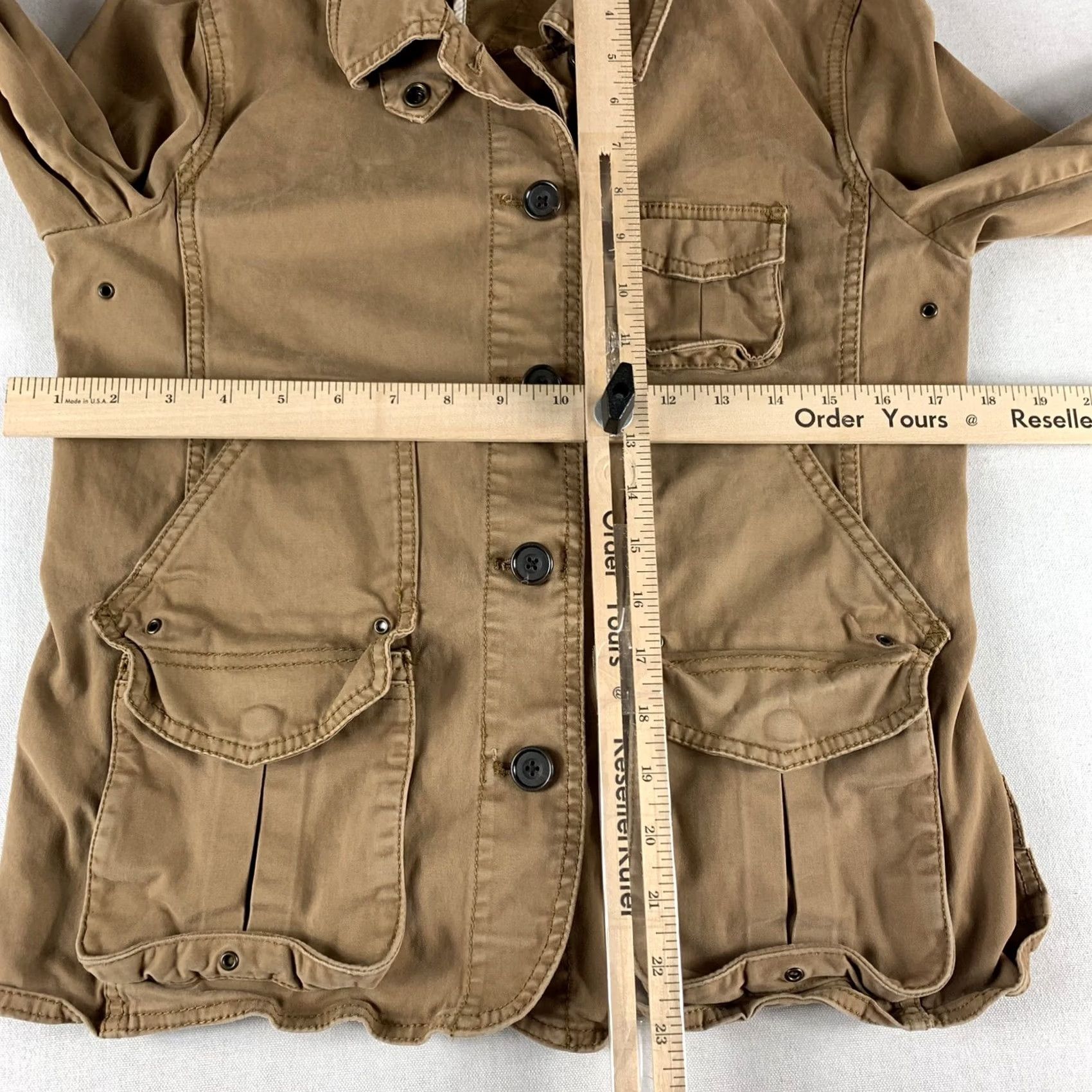 J.Crew J.CREW Jacket Womens Small Brown BEIGE Field Cotton Coat Button Up Cargo Pockets Shirt Military Army Casual Womens Size S / US 4 / IT 40 - 5 Thumbnail