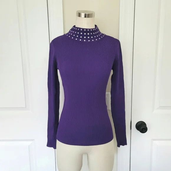 I.N.C Embellished Ribbed-Knit Turtleneck Fall Gift Party Winter Size XS / US 0-2 / IT 36-38 - 2 Thumbnail