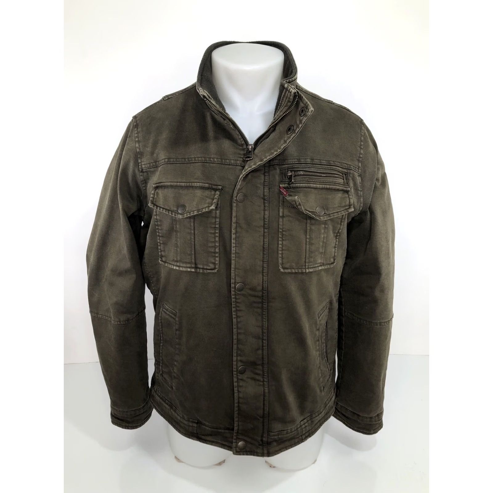 Levi's LEVI STRAUSS - QUILT LINED Military Jacket Trucker Heavy Duty Cotton Blend Dark Military Brownish Green Mens M Size US M / EU 48-50 / 2 - 2 Thumbnail