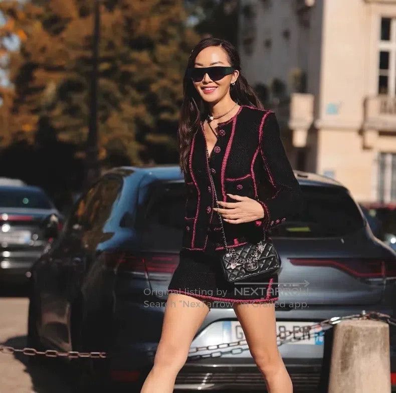 Chanel Chanel Black and pink classic knitted jacket Size XS / US 0-2 / IT 36-38 - 6 Thumbnail