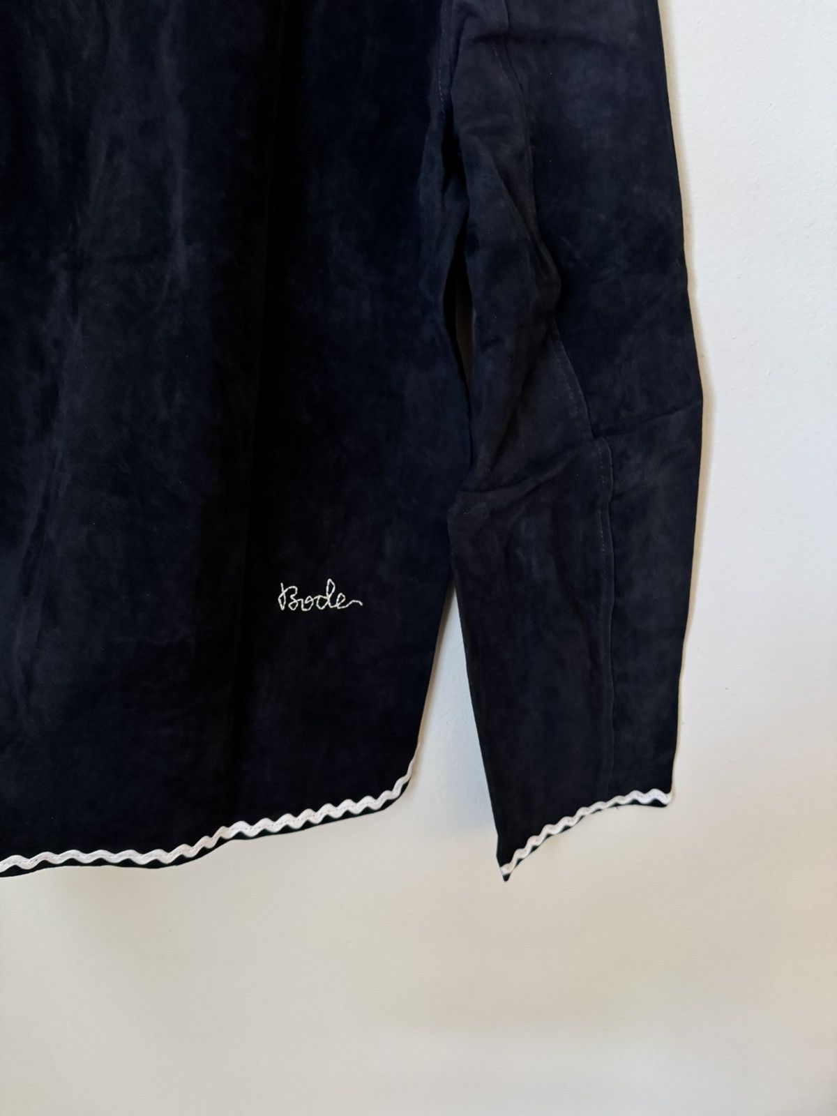 Bode Bode Suede Rickrack Workshirt Black White Small Medium Size US M / EU 48-50 / 2 - 6 Thumbnail