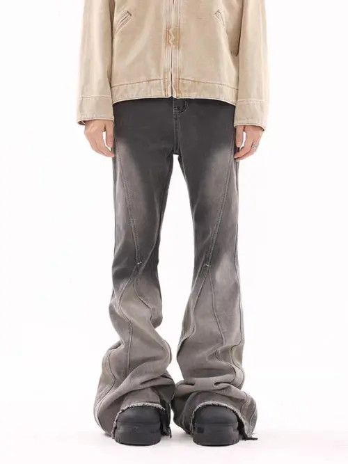 VIBE Vintage washed gradient raw edge draped micro-flare jeans Size US 30 / EU 46 - 2 Thumbnail