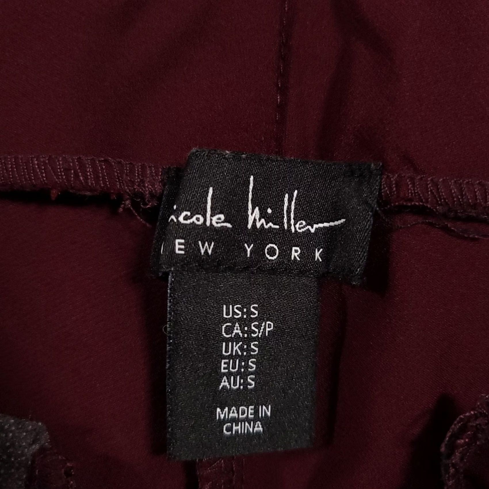 Nicole Miller Nicole Miller Pants Womens Small Burgundy High Rise Slim Stretch Dress Workwear Size 28" / US 6 / IT 42 - 4 Thumbnail