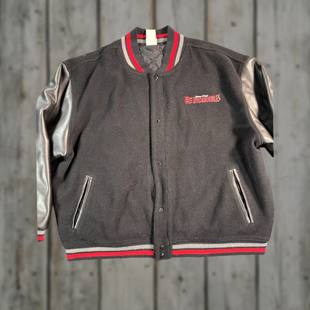 Disney VINTAGE The Incredibles Disney Pixar varsity jacket Mens XL Black Leather Wool Size US XL / EU 56 / 4 - 1 Thumbnail