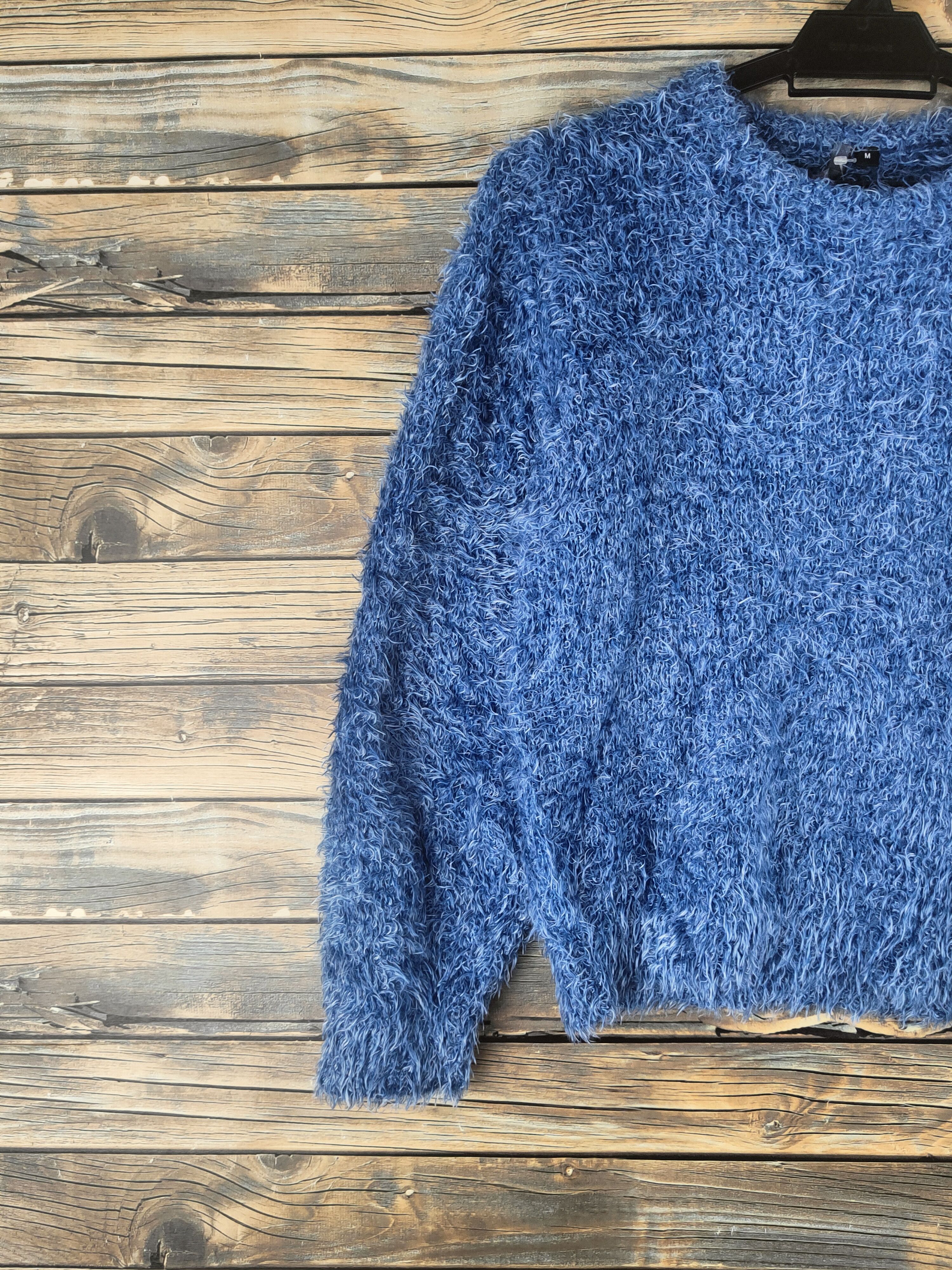 Japanese Brand DL DIRZ Blue Fur shaggy Mohair Knitwear #46-503 Size M / US 6-8 / IT 42-44 - 3 Thumbnail
