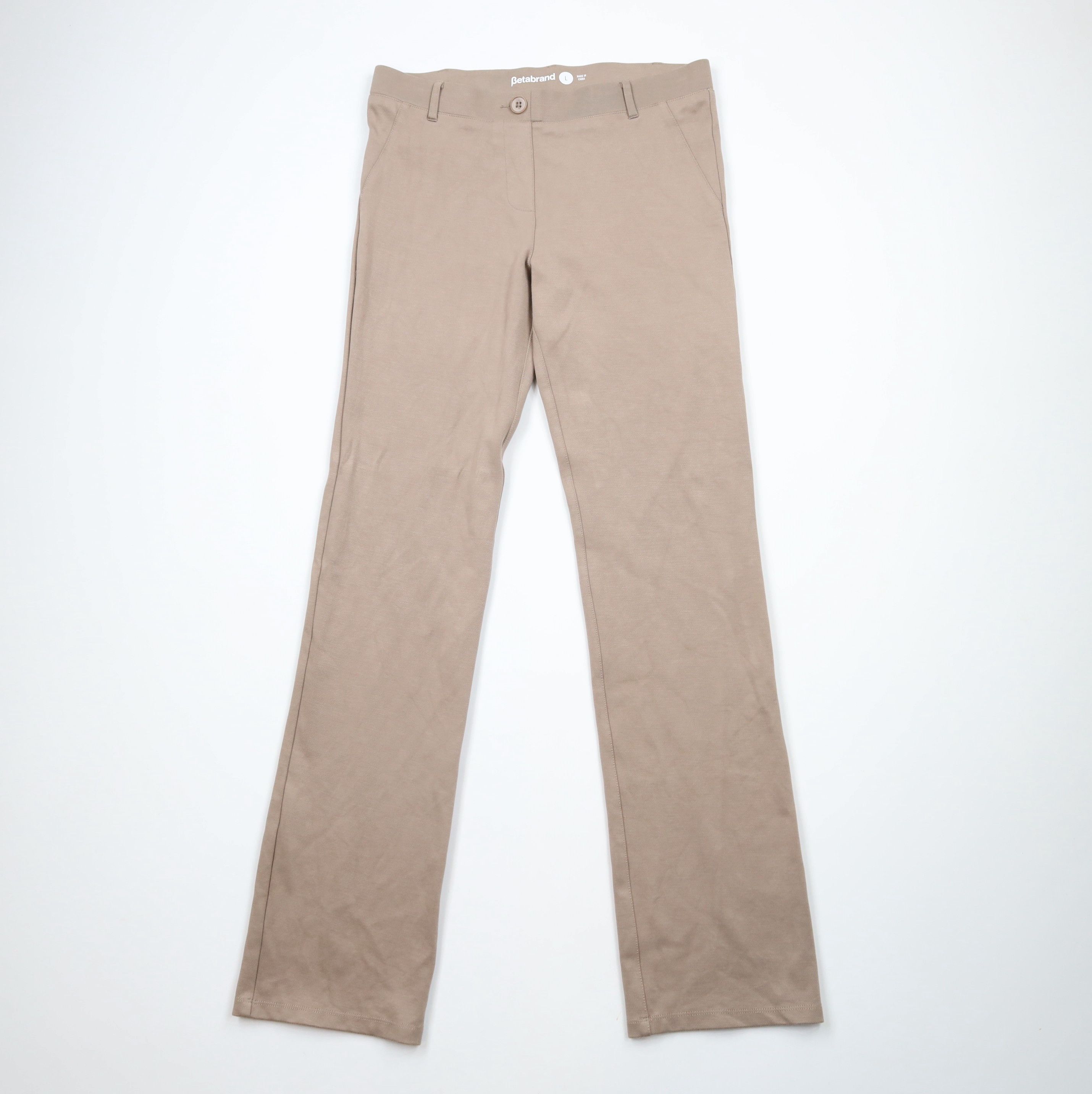 Betabrand × Vintage Betabrand Knit Classic Yoga Dress Pants Chinos Beige Tan Size 31" - 1 Thumbnail