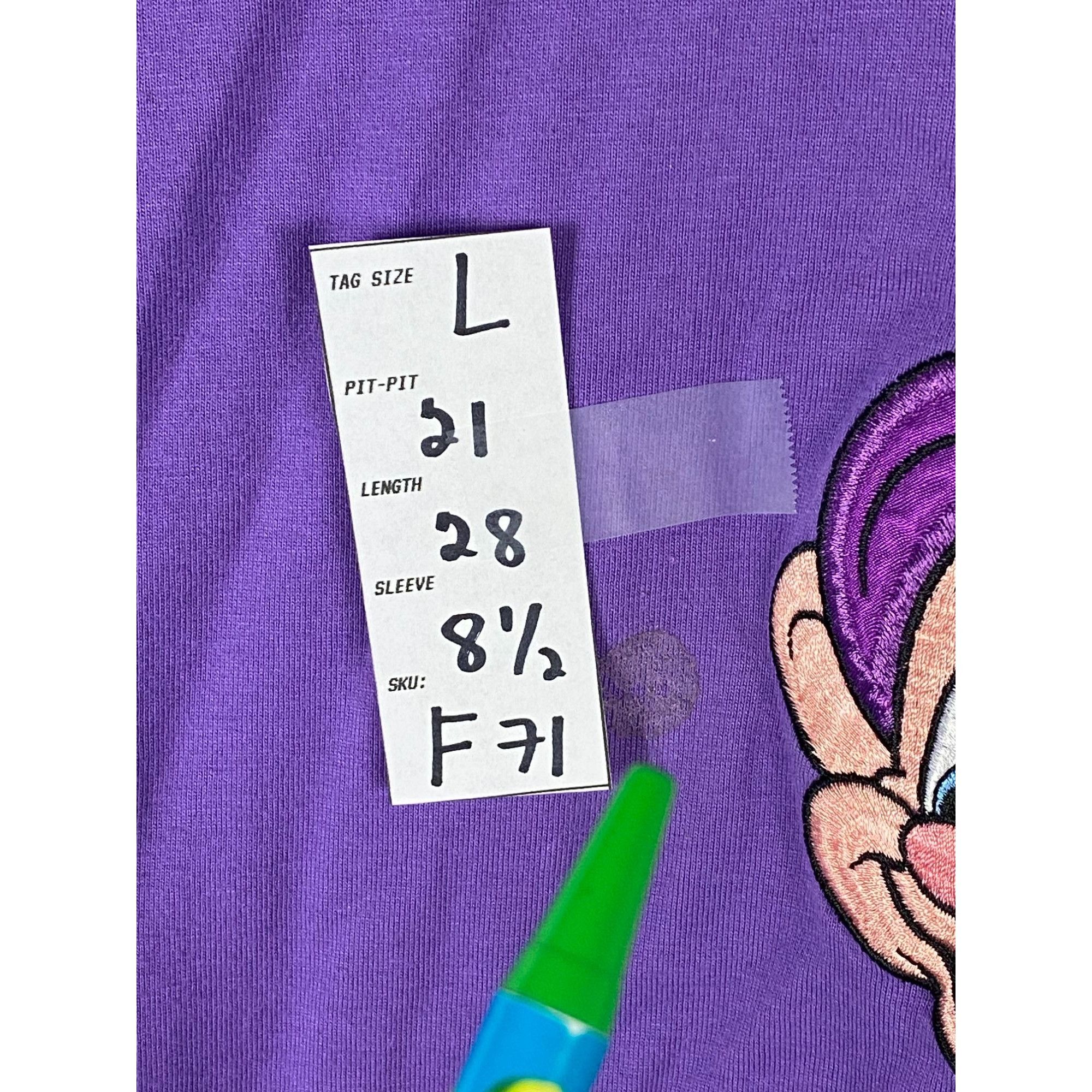 Disney Vintage The Disney Store Dopey Embroidered Tee Shirt Purple Size US L / EU 52-54 / 3 - 4 Thumbnail