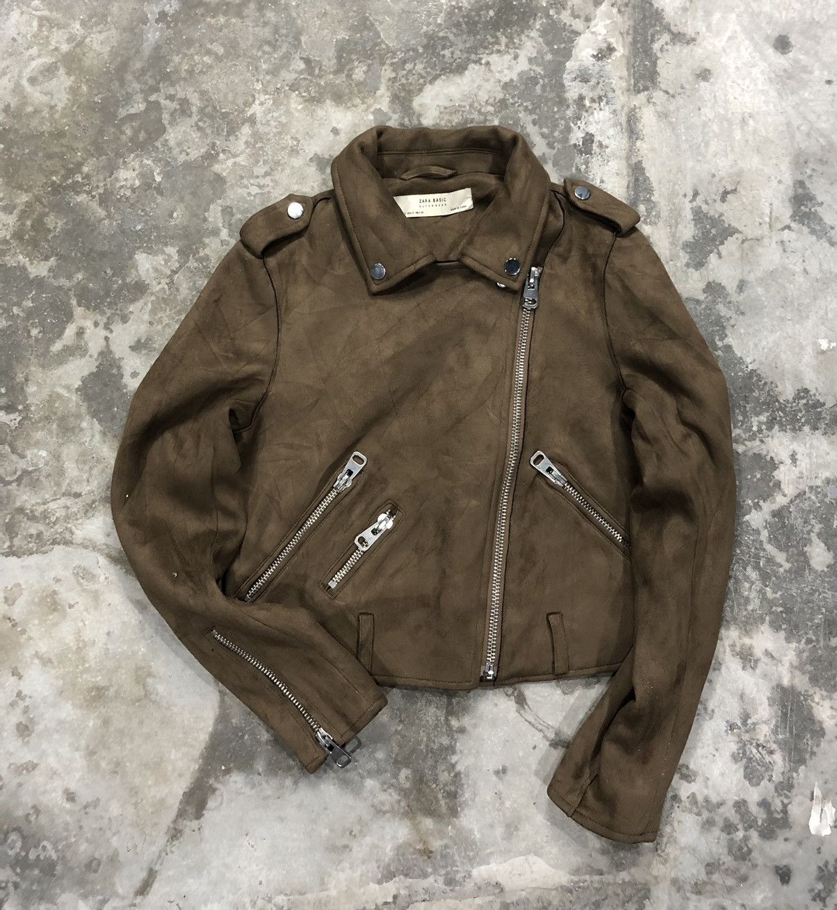 Leather × Zara Zara double collar suede leather jacket Size S / US 4 / IT 40 - 1 Thumbnail