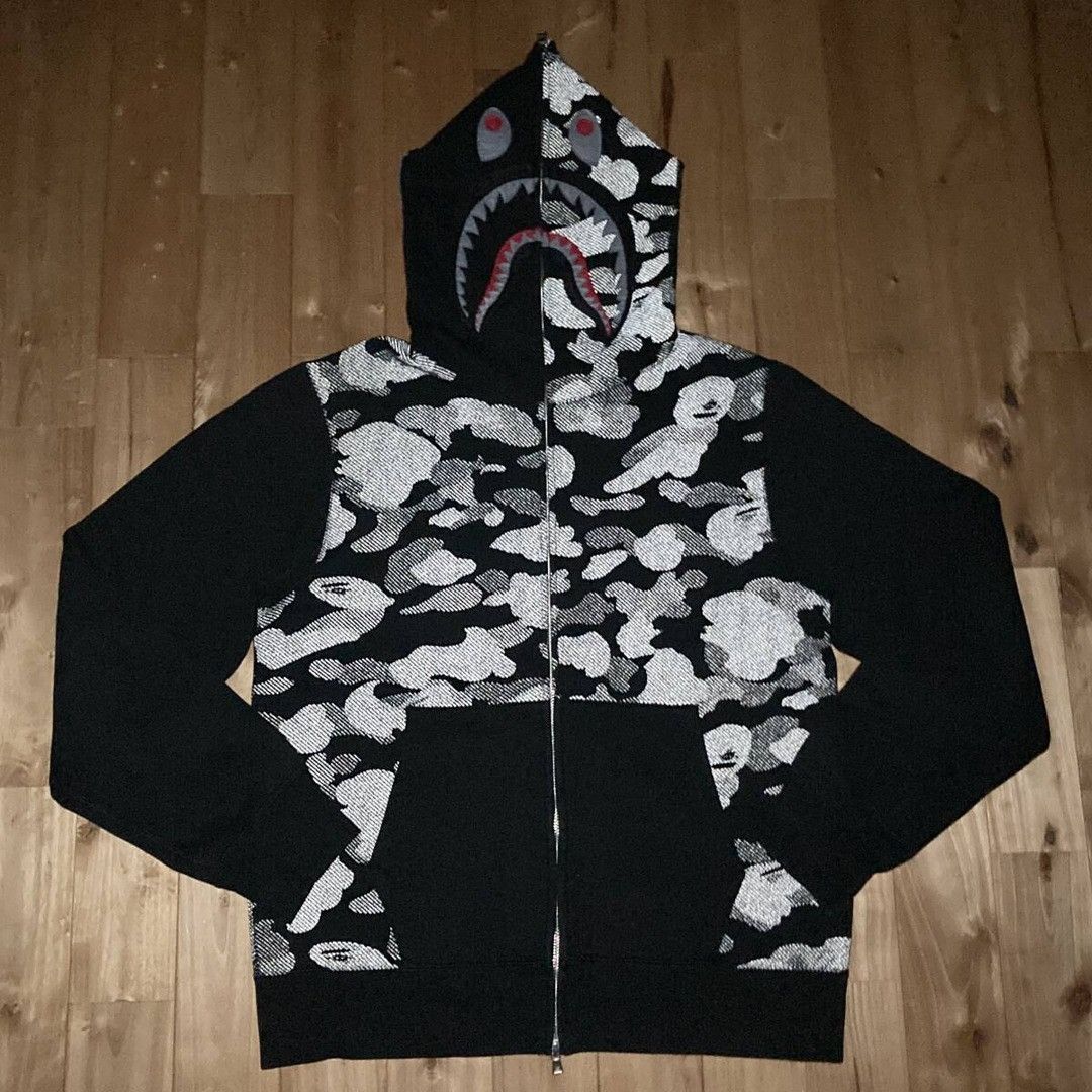 BAPE Reflective camo shark full zip hoodie a bathing ape