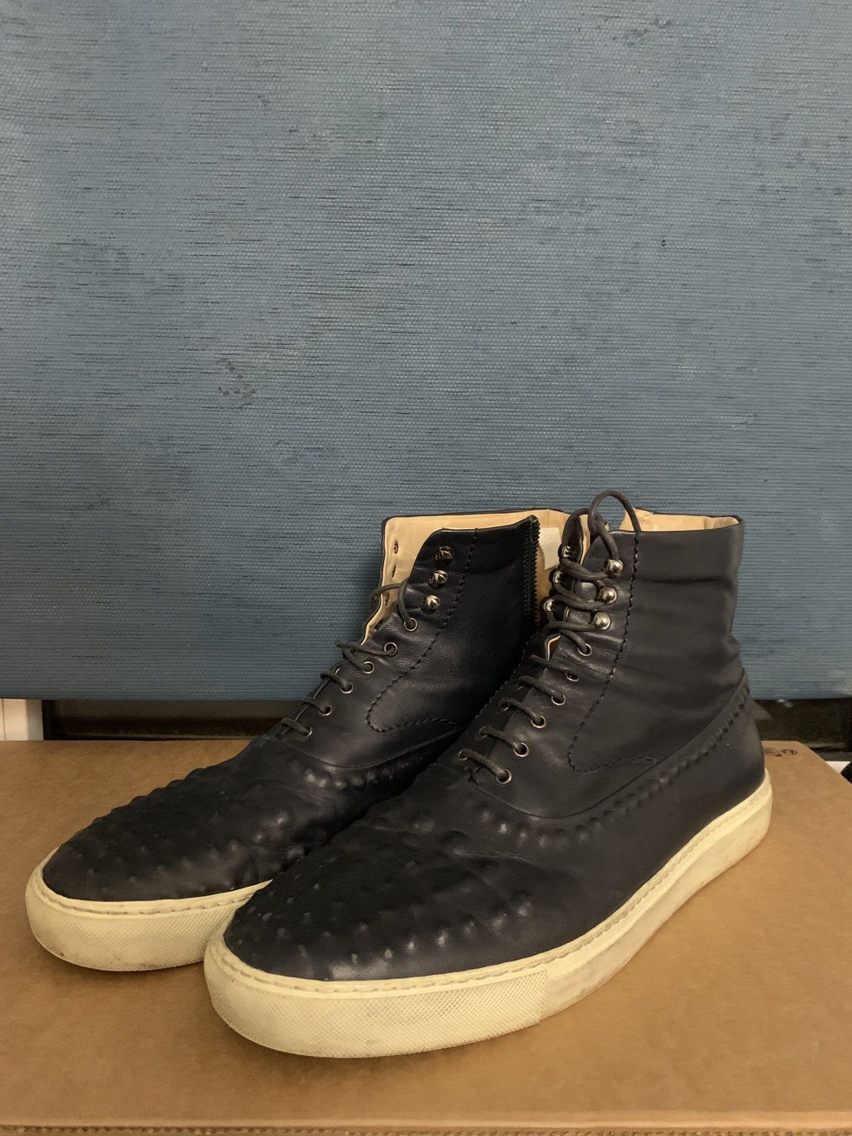 Alexander McQueen Alexander McQueen Harako Leather High-Top Sneakers Size US 12 / EU 45 - 1 Thumbnail
