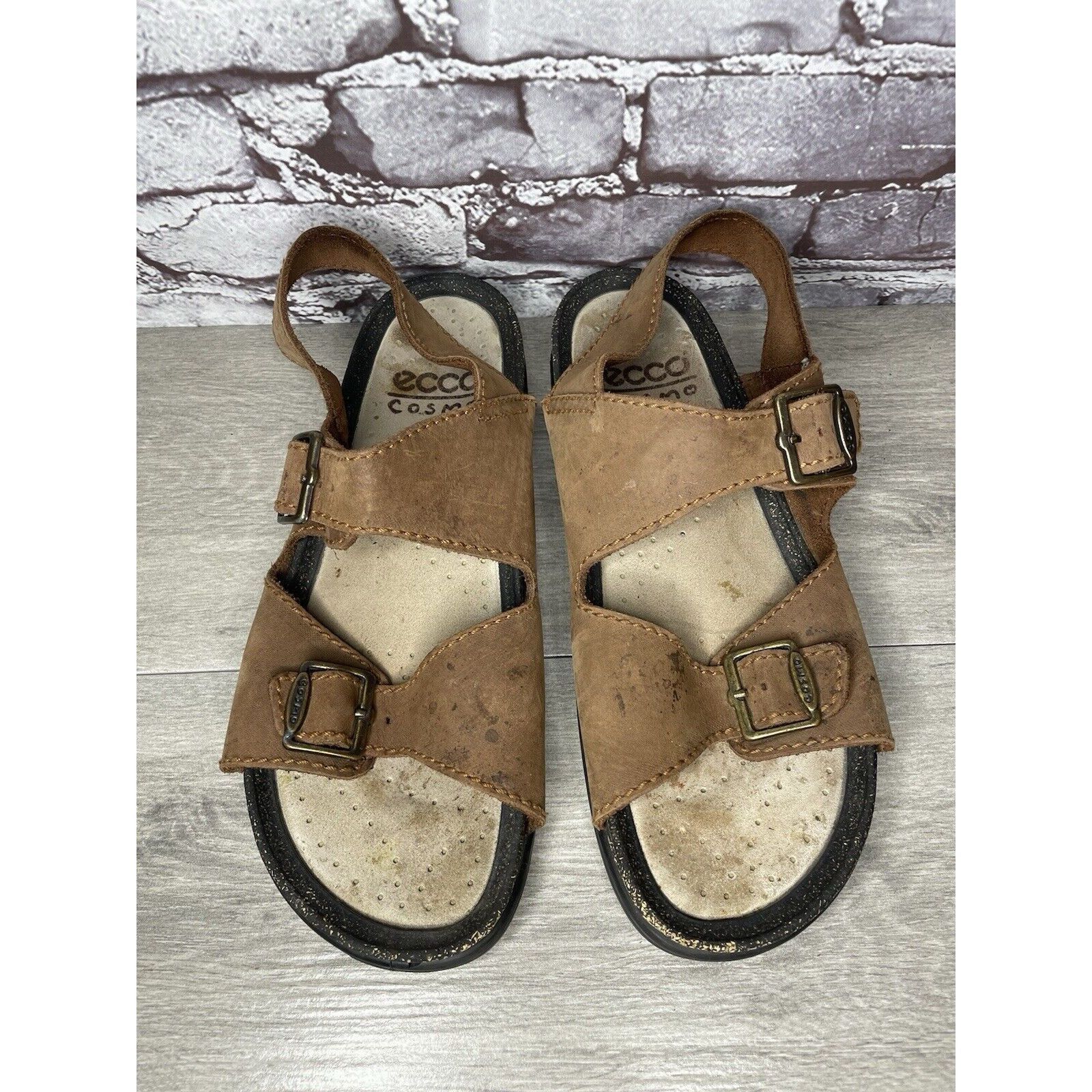 Ecco Ecco Cosmo Brown Leather Casual Comfort Cork Strap Sandals M Size US 13 / EU 46 - 14 Thumbnail