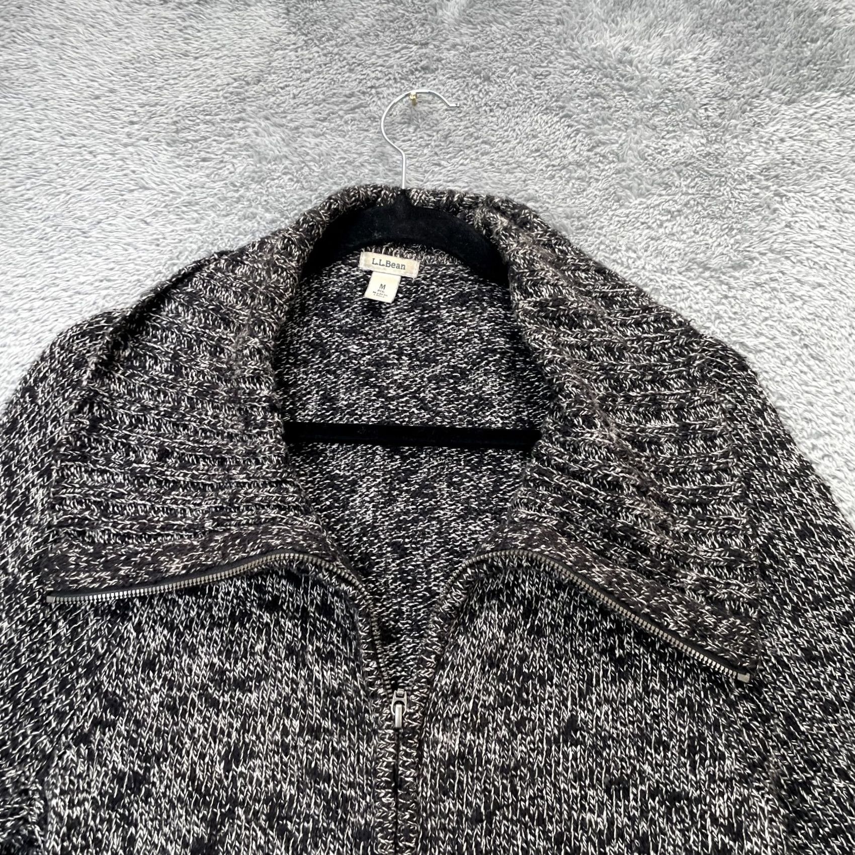 Vintage LL Bean Sweater Womens Medium Gray Heathered Cardigan Cotton Marl Knit Full Zip Size M / US 6-8 / IT 42-44 - 6 Thumbnail