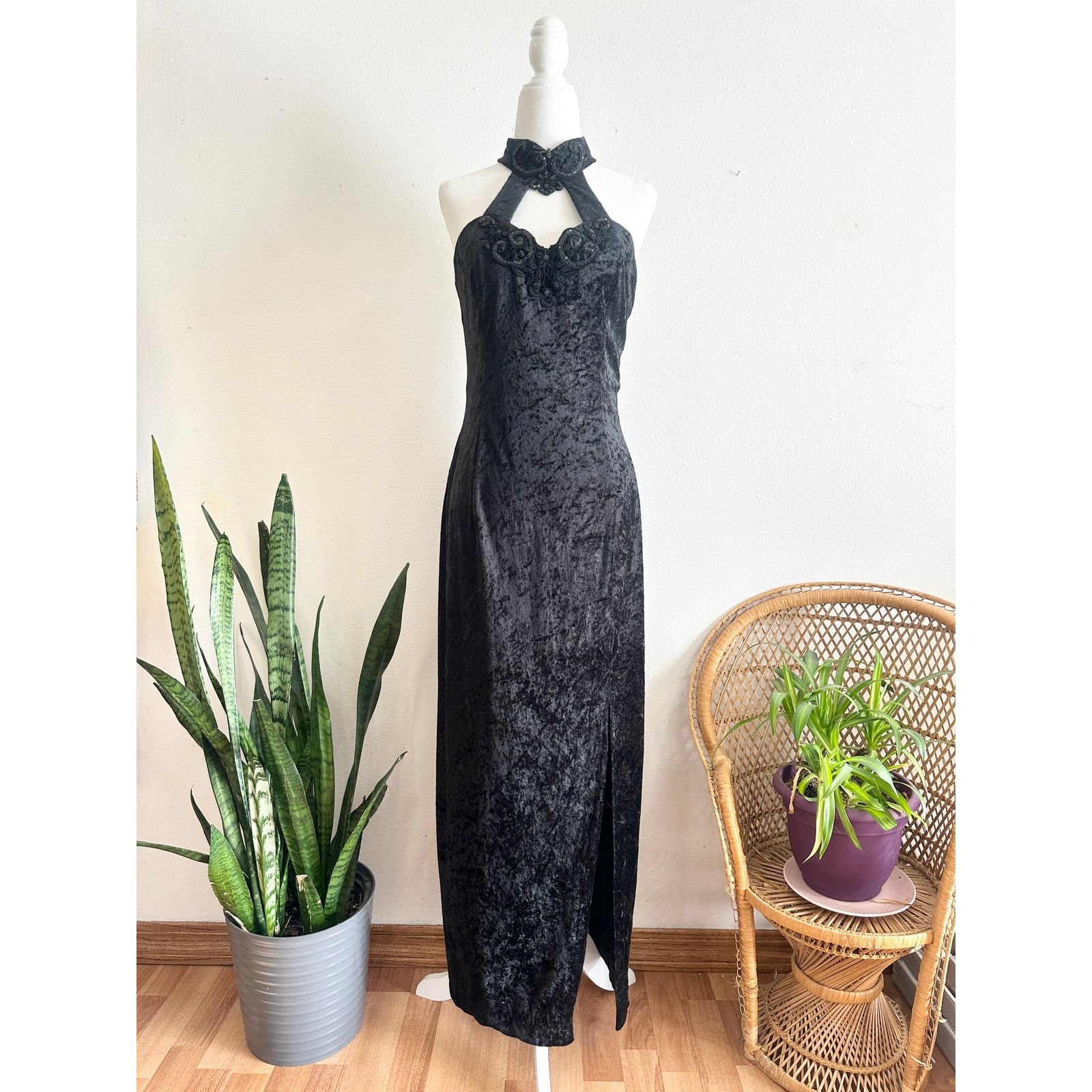 Jessica McClintock Vintage 80s 90s Romantic Whimsygoth High Neck Keyhole Dress Size L / US 10 / IT 46 - 11 Thumbnail