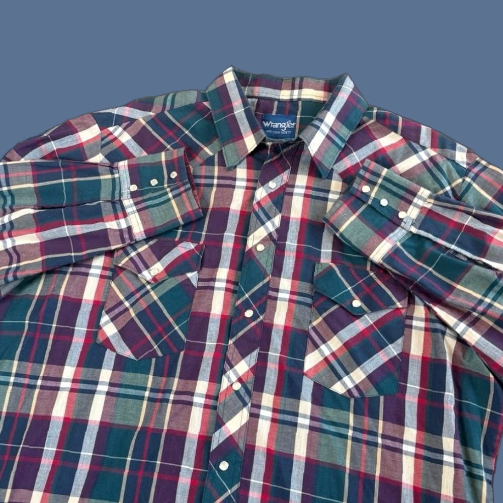 Wrangler VINTAGE Wrangler Western Pearl Snap Shirt XL Men Plaid 90s Cowboy Long Sleeve Buttoned Shirt Mens Size US XL / EU 56 / 4 - 1 Thumbnail