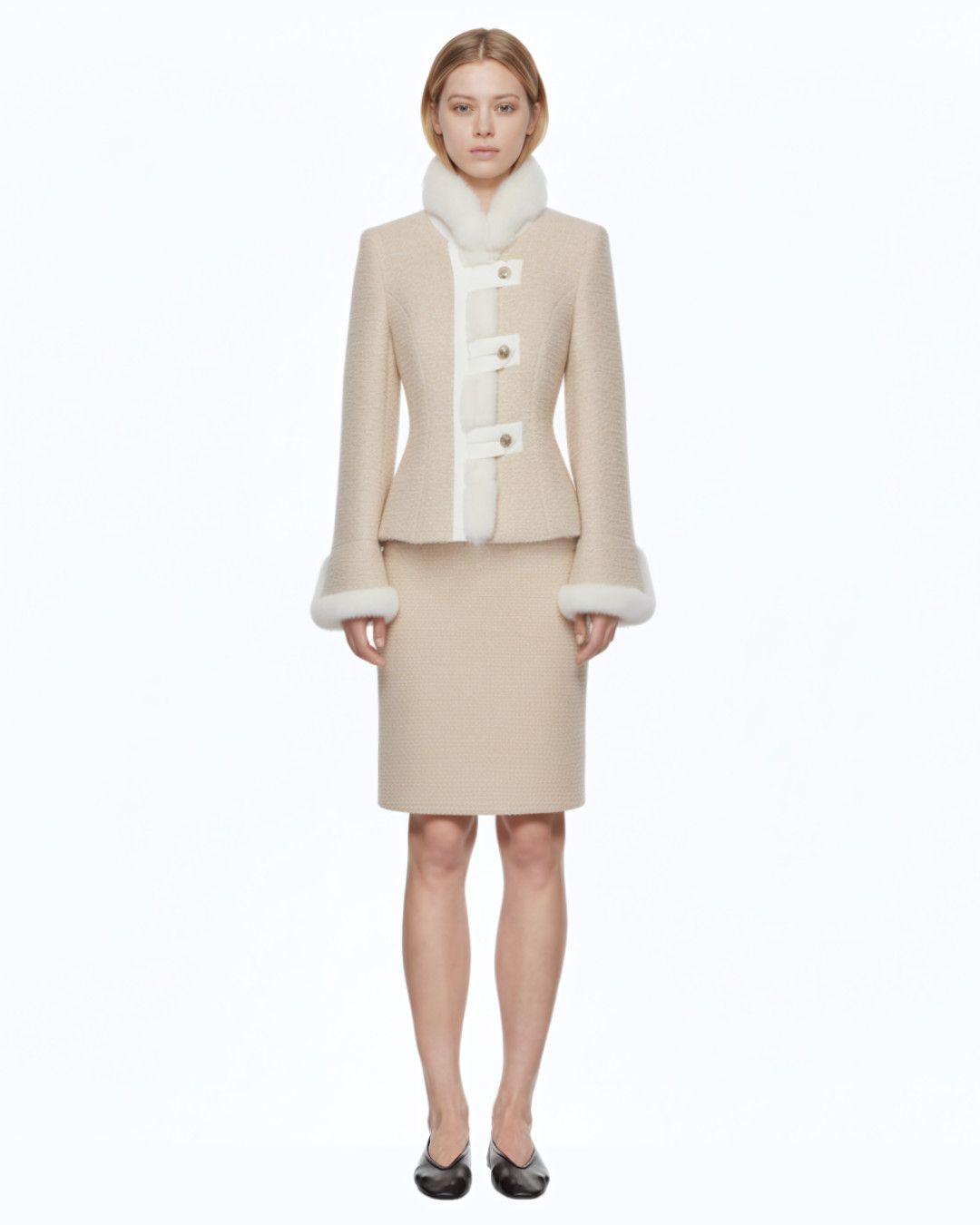 Roberto Cavalli Roberto Cavalli Real Mink Fur Wool Skirt Suit, Early 2000s Size S / US 4 / IT 40 - 1 Thumbnail