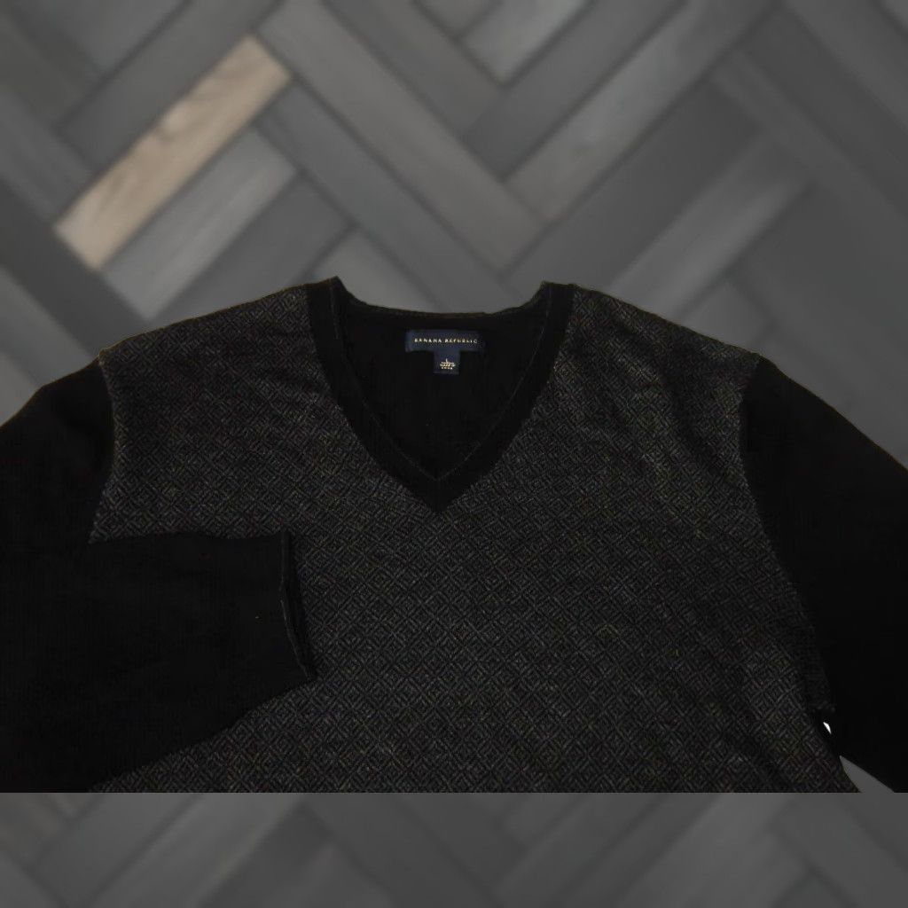 Banana Republic Banana Republic Sweater Men's Large Gray & Black Wool Blend Pullover Mens Size US L / EU 52-54 / 3 - 1 Thumbnail