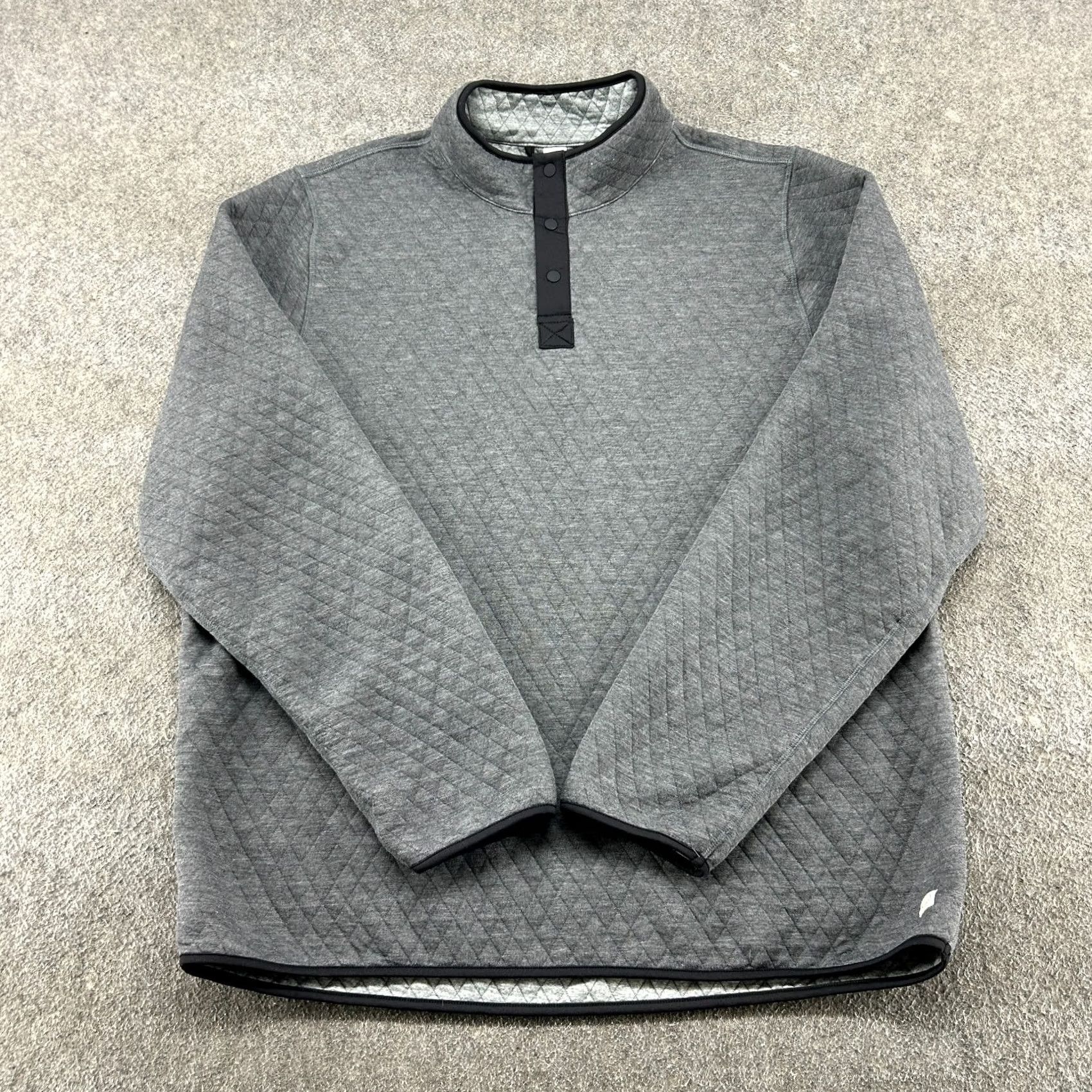 Marine Layer Marine Layer Sweater Mens 2XL Grey Quilted Fleece Pullover Corbet 1/4 T Snap Short Logo Solid Long Sleeve Winter Fall Spring Regular Mens Size US XXL / EU 58 / 5 - 2 Thumbnail