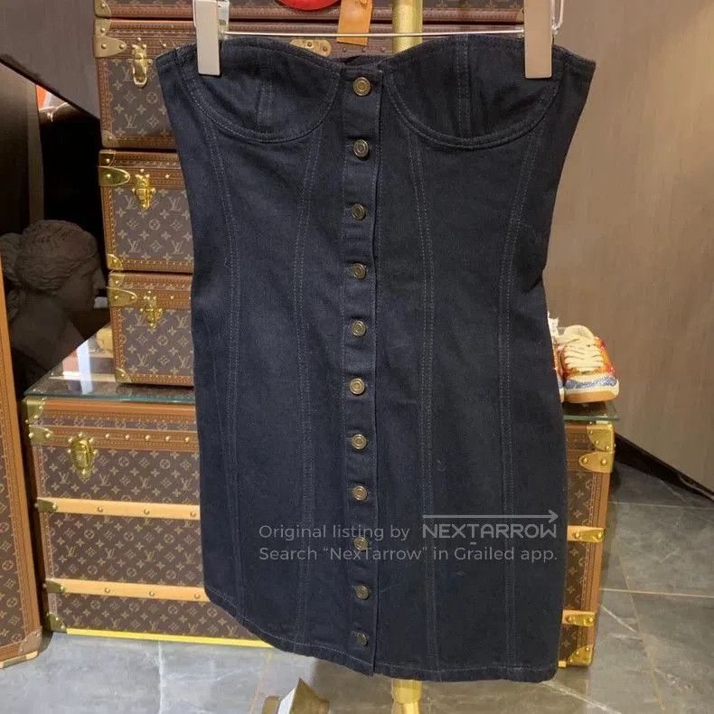 Saint Laurent Paris Saint Laurent Denim Strapless Dress Size US 36 / EU 52 - 4 Thumbnail