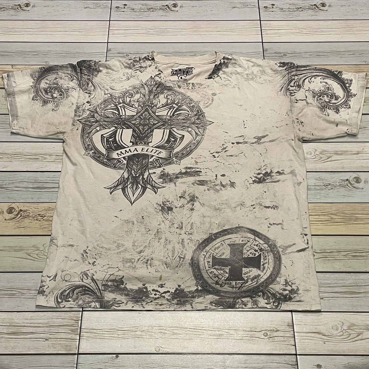 Affliction × Ed Hardy × Tapout Rare Mma Elite Wings Cross Tee Y2K Affliction Style Size US L / EU 52-54 / 3 - 1 Thumbnail