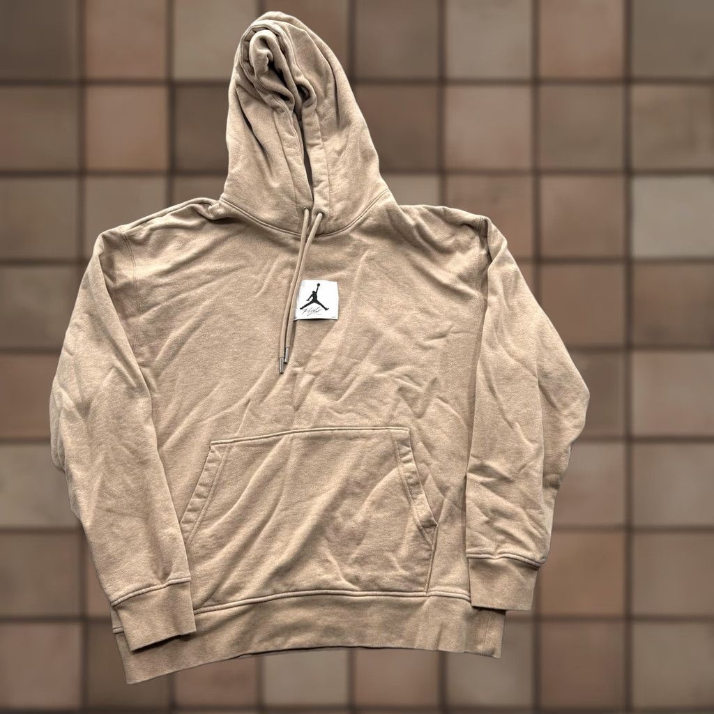 Jordan Brand Jordan Hoodie Mens L Beige Cotton Fleece Pullover Sweatshirt Jumpman Logo Size US L / EU 52-54 / 3 - 1 Thumbnail