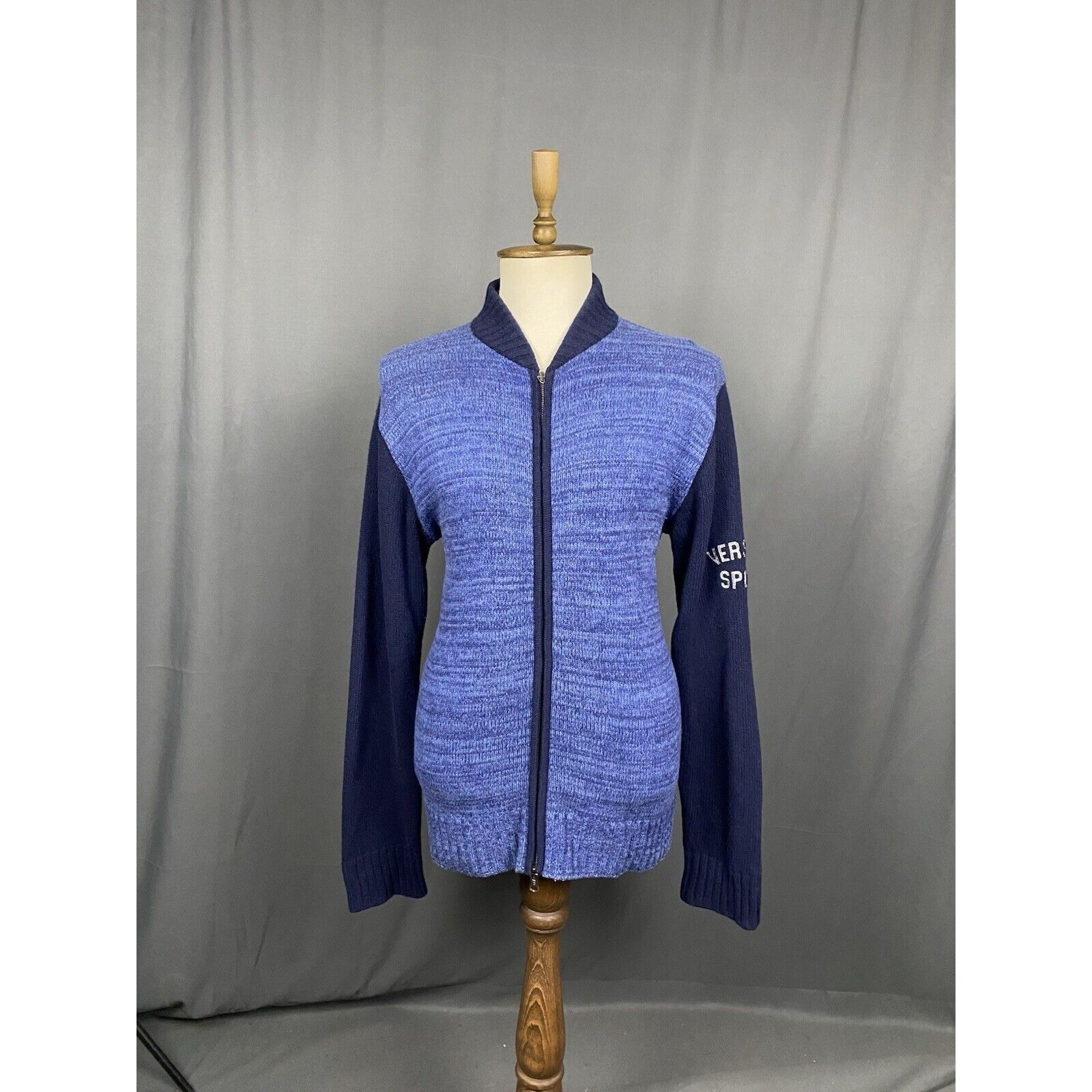 Versace Versace Sport Big Logo Knitted Blue Wool Full Zip Cardigan S Size US XXL / EU 58 / 5 - 3 Thumbnail