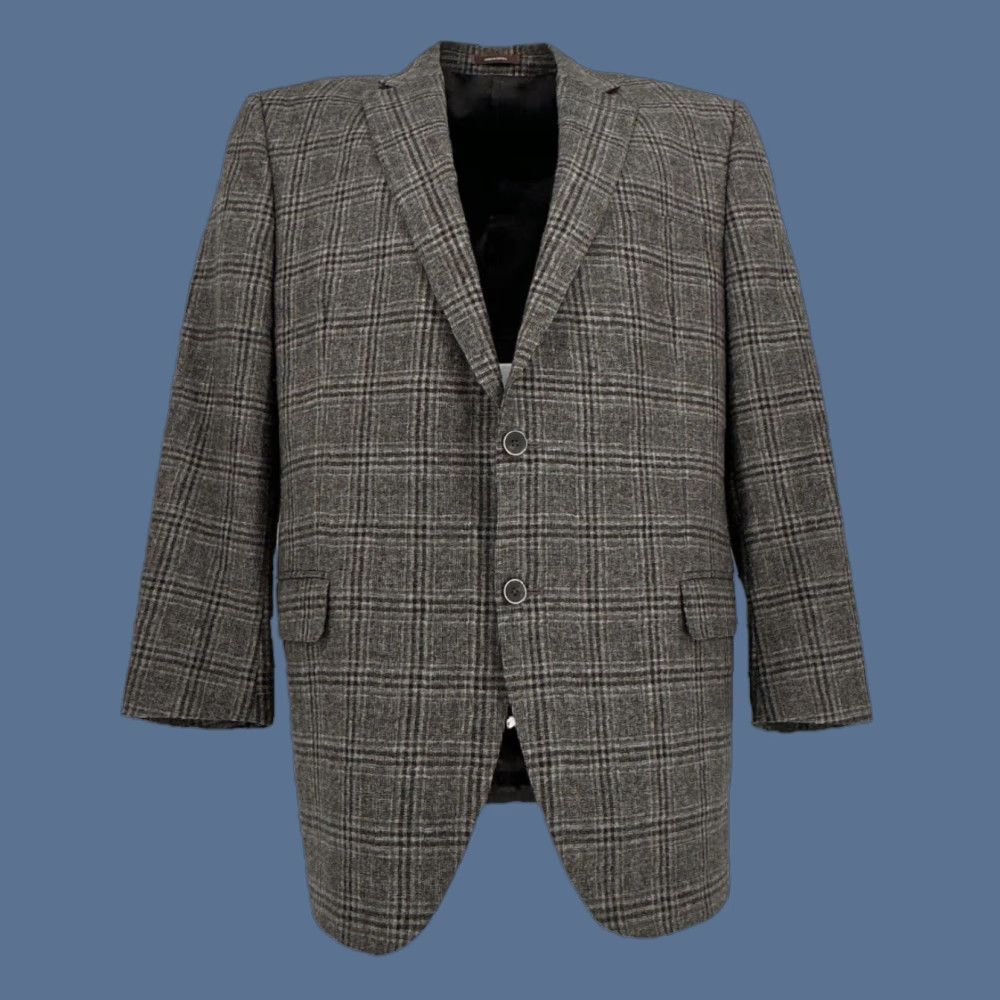 Peter Millar VINTAGE Peter Millar Blazer Mens 46 Gray Plaid Wool Tweed Sport Coat Jacket Canada Mens 46 Gray Plaid Tweed Wool Sport Coat Jacket Size 46R - 1 Thumbnail