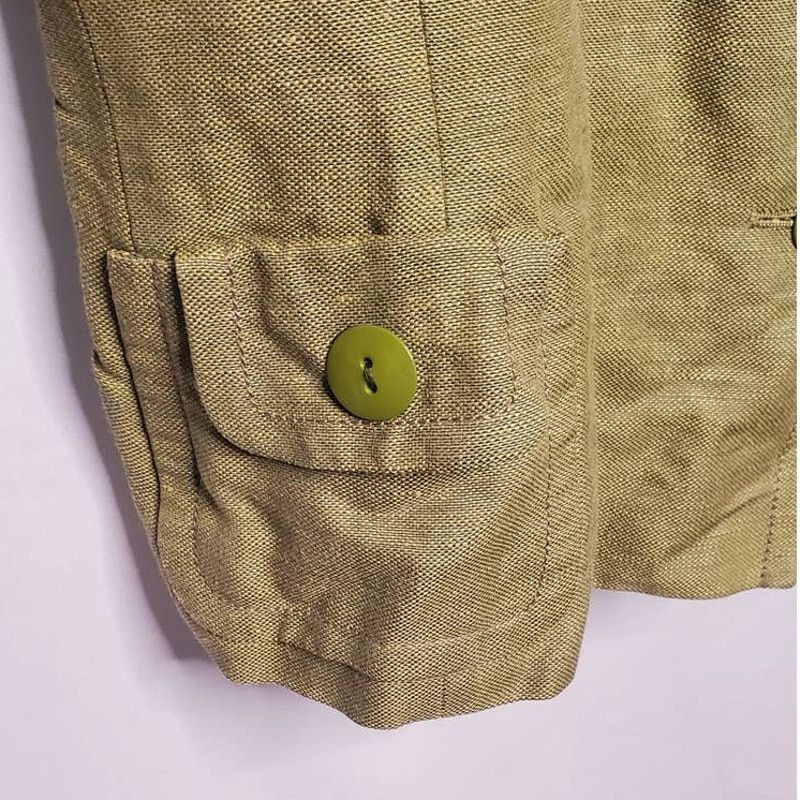 Akris AKRIS Designer Classic Green Linen & Silk Blend Blazer Size L / US 10 / IT 46 - 8 Thumbnail
