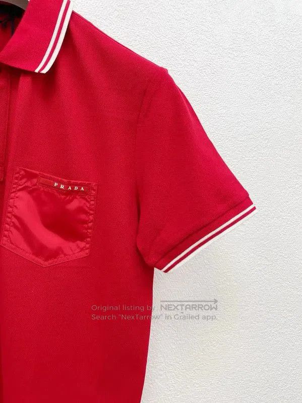 Prada Prada Red Short Sleeve Cotton Polo Shirt. Size US M / EU 48-50 / 2 - 3 Thumbnail