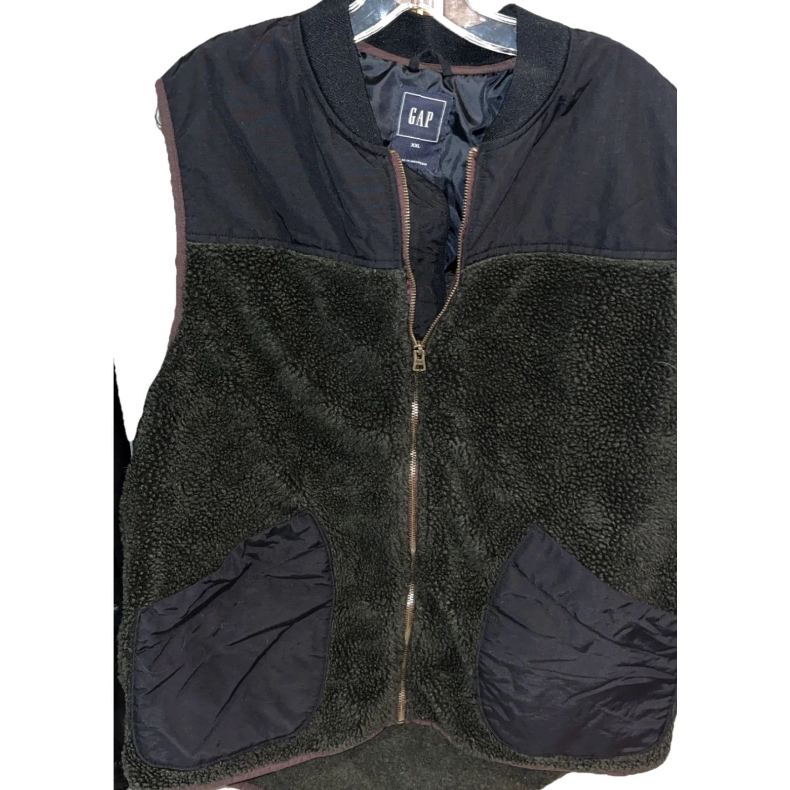 Gap VINTAGE GAP GRAY Thick fleece ZIP VEST Big BLUE pockets Men's 2XL Gray with Blue Pockets Fleece Vest Casual Warm Jumper Size US XXL / EU 58 / 5 - 6 Thumbnail