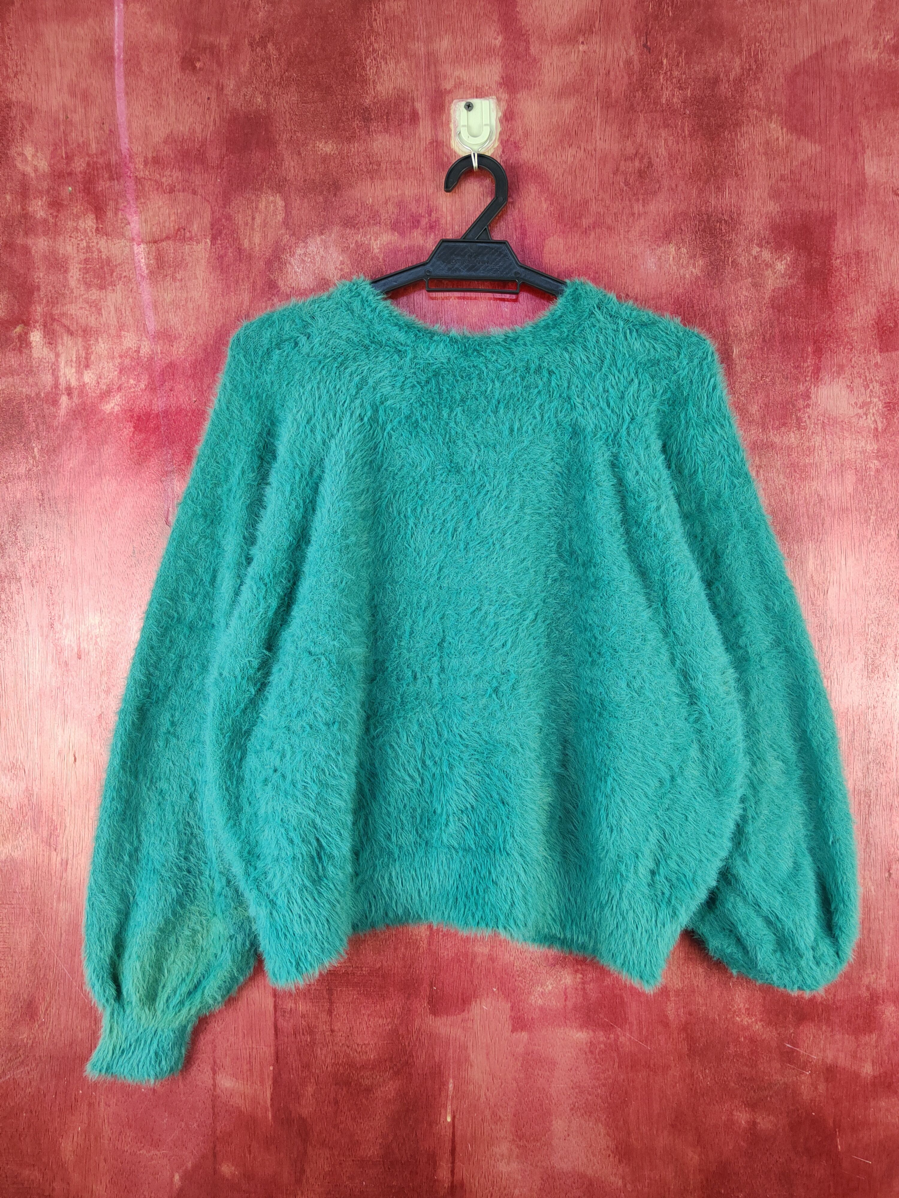 Vintage Rope Picnic Emerald Fur Mohair Knitwear Cardigan #S2079 Size XS / US 0-2 / IT 36-38 - 7 Thumbnail