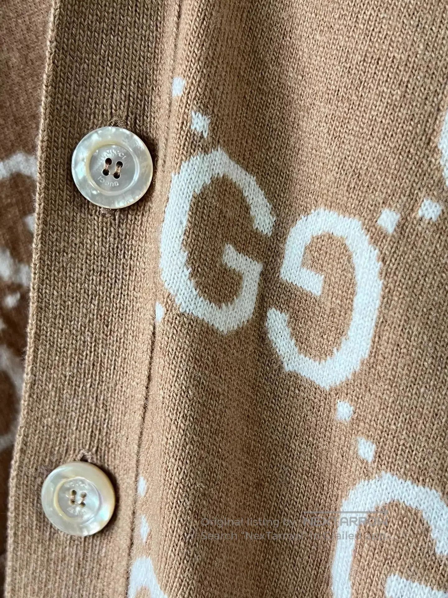 Gucci Brown Patterned Cardigan with Button Front . Size US S / EU 44-46 / 1 - 3 Thumbnail