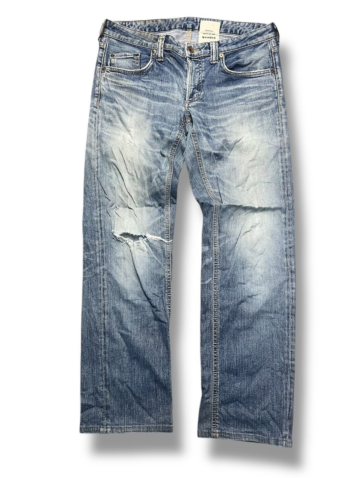 Quadro Japan Made Distressed Stretch Denim Jeans (43)