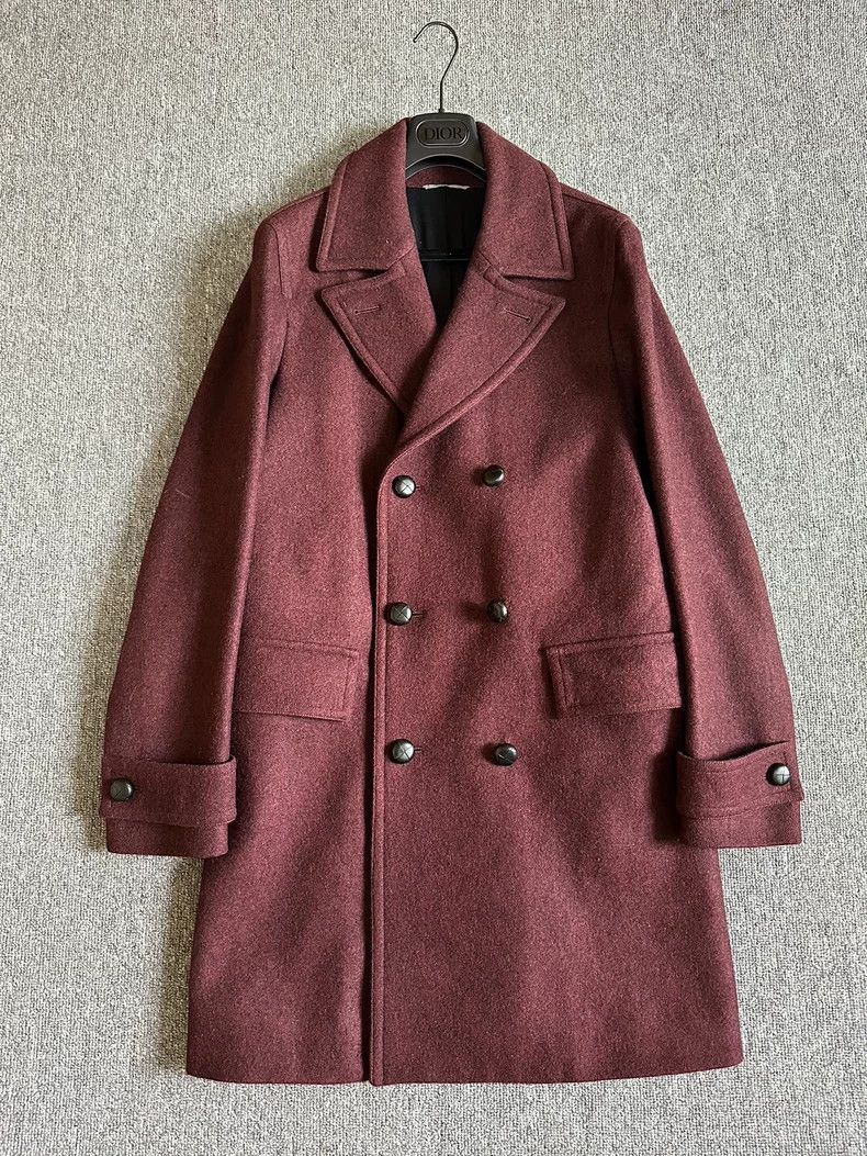 Dior Dior Homme Double-Breasted Burgundy Coat- DMC Size US M / EU 48-50 / 2 - 1 Thumbnail