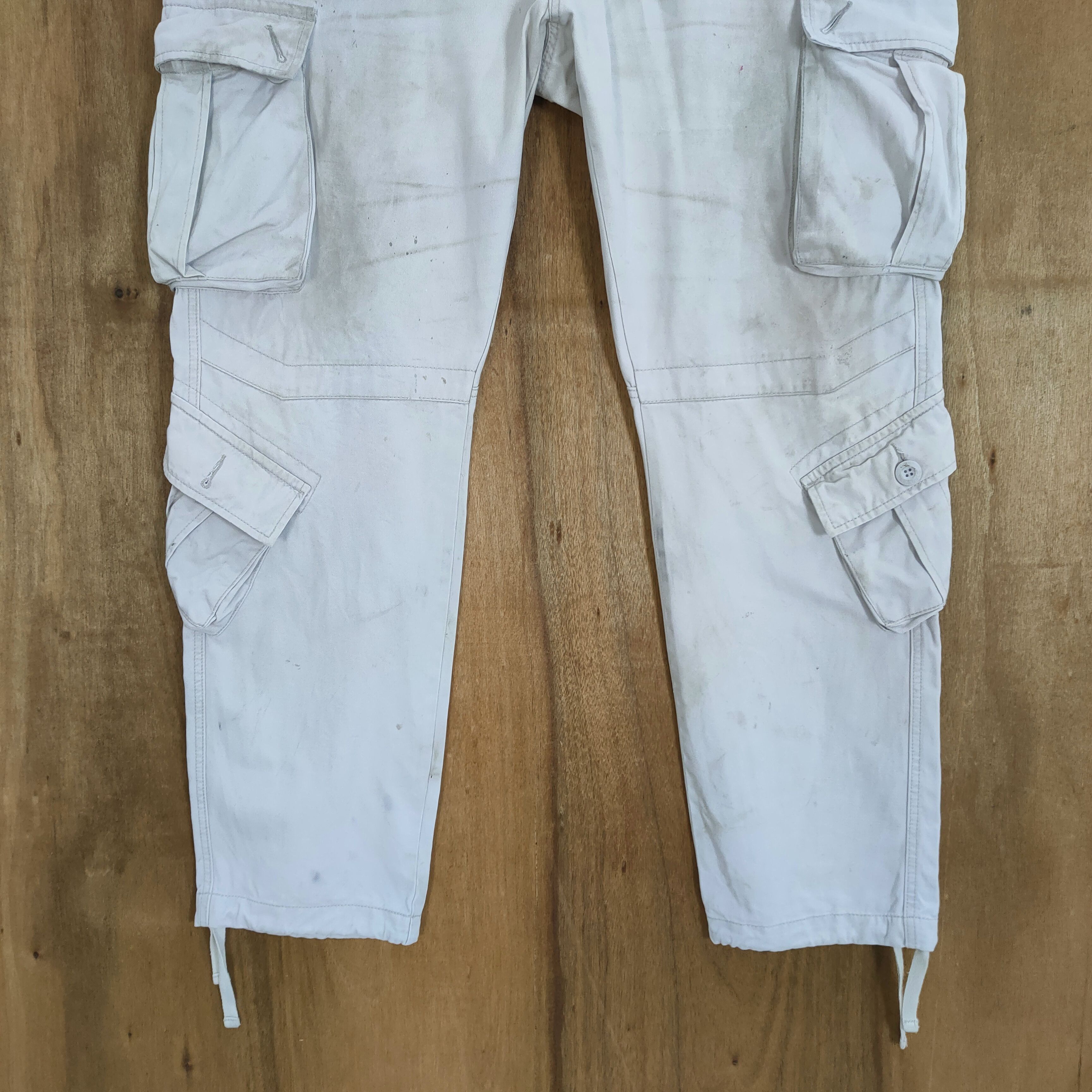 Japanese Brand MATCHSTICK RUSTY FADED WHITE CARGO PANTS Size US 40 / EU 56 - 2 Thumbnail