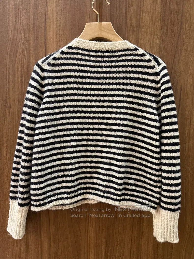 Dior Dior Black and white striped knitted cardigan coat Size M / US 6-8 / IT 42-44 - 2 Thumbnail
