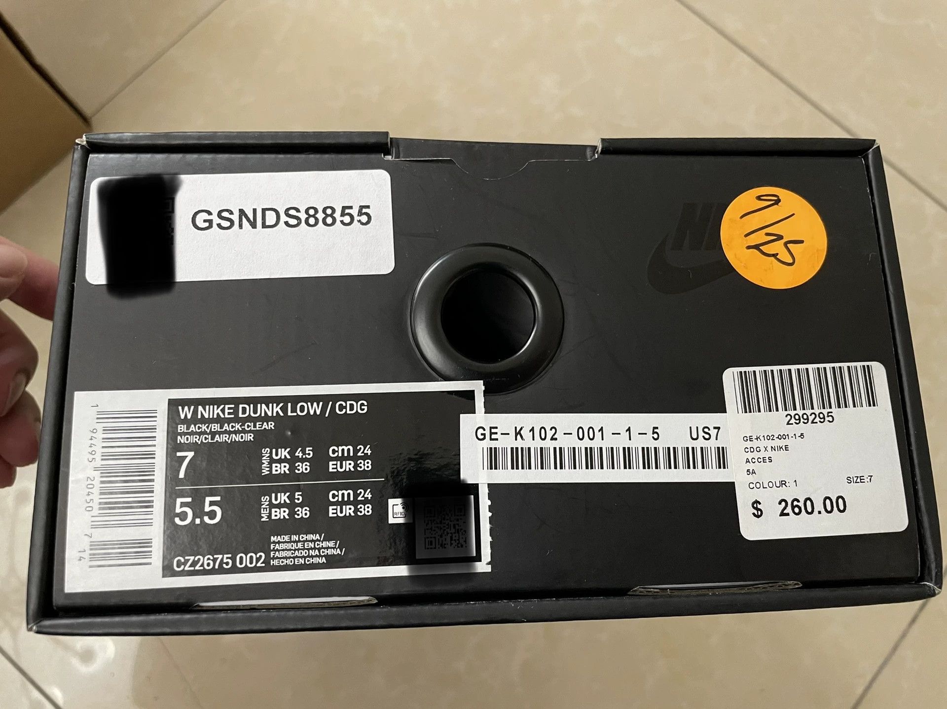 Nike CDG x Nike Dunk Low Transparent Black/Gray 38 CZ2675-001 New Size US 7 / IT 37 - 6 Thumbnail