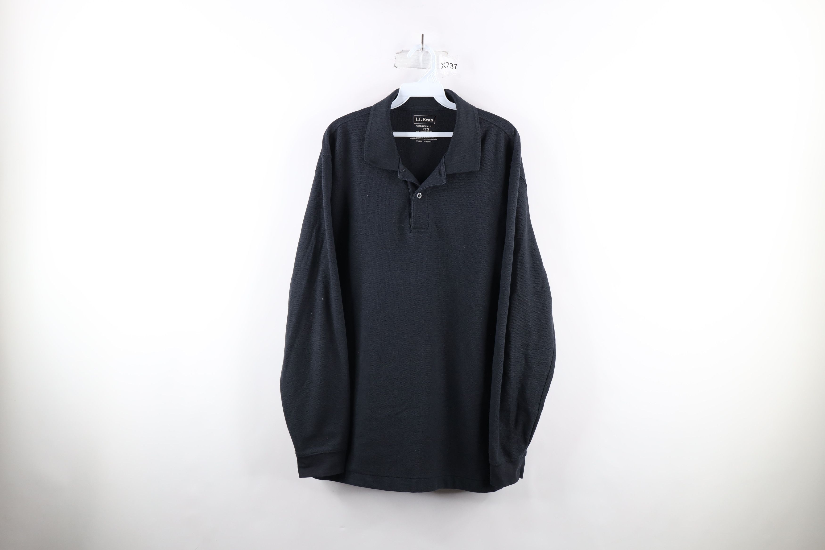 L.L. Bean × Vintage Vintage LL Bean Blank Long Sleeve Rugby Polo Shirt Black Size US L / EU 52-54 / 3 - 1 Thumbnail