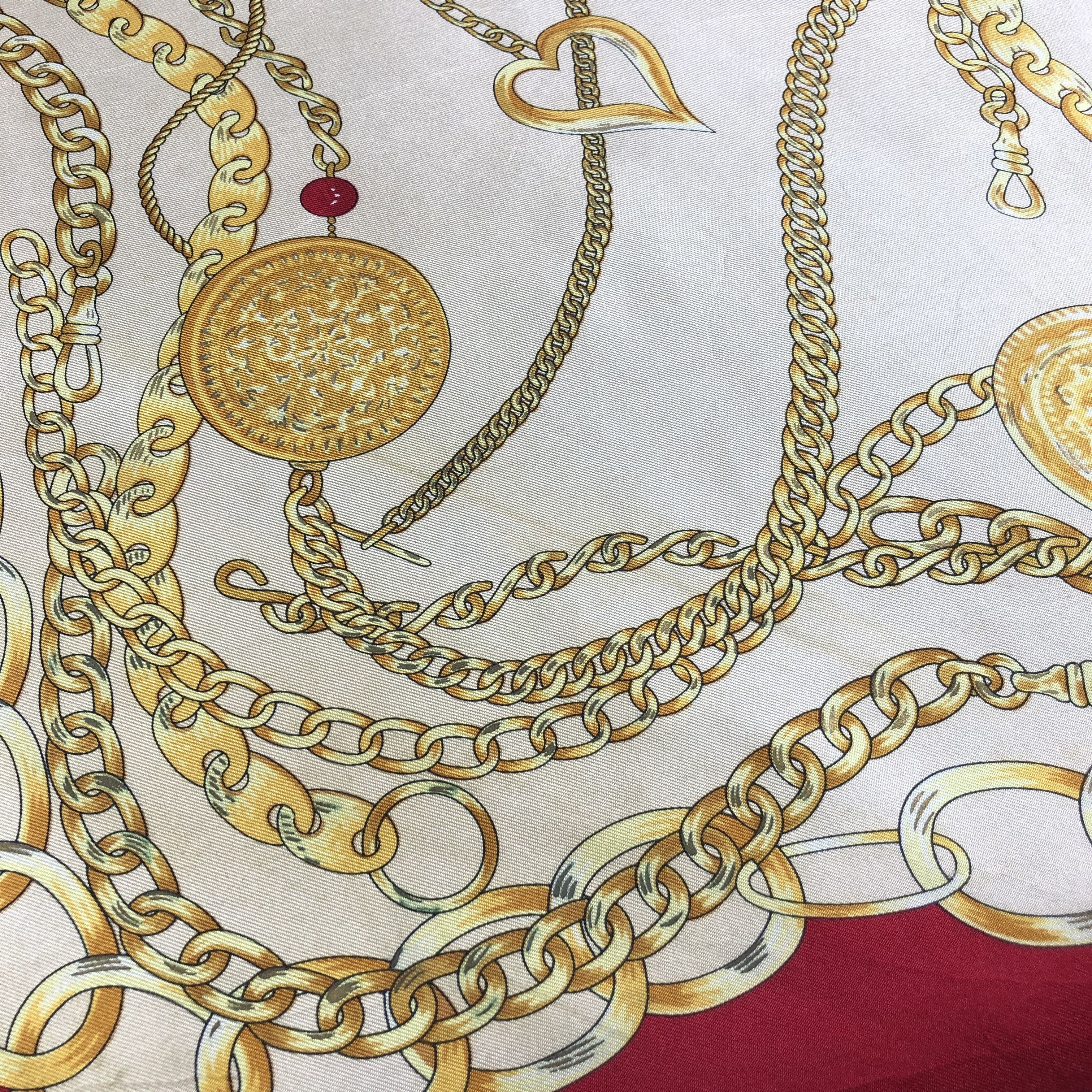 Vintage Vivi Fleurs Luxury Gold Chains Silk Scarf M474 Size ONE SIZE - 10 Thumbnail