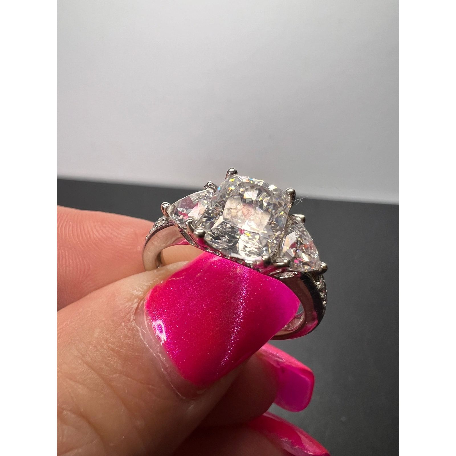 Other Cubic zirconia platinum over sterling silver ring size 9 Size ONE SIZE - 10 Thumbnail