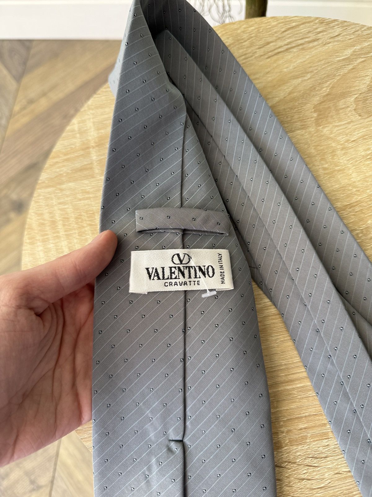 Valentino Vintage Valentino Silk Tie Gray Striped Size ONE SIZE - 4 Thumbnail